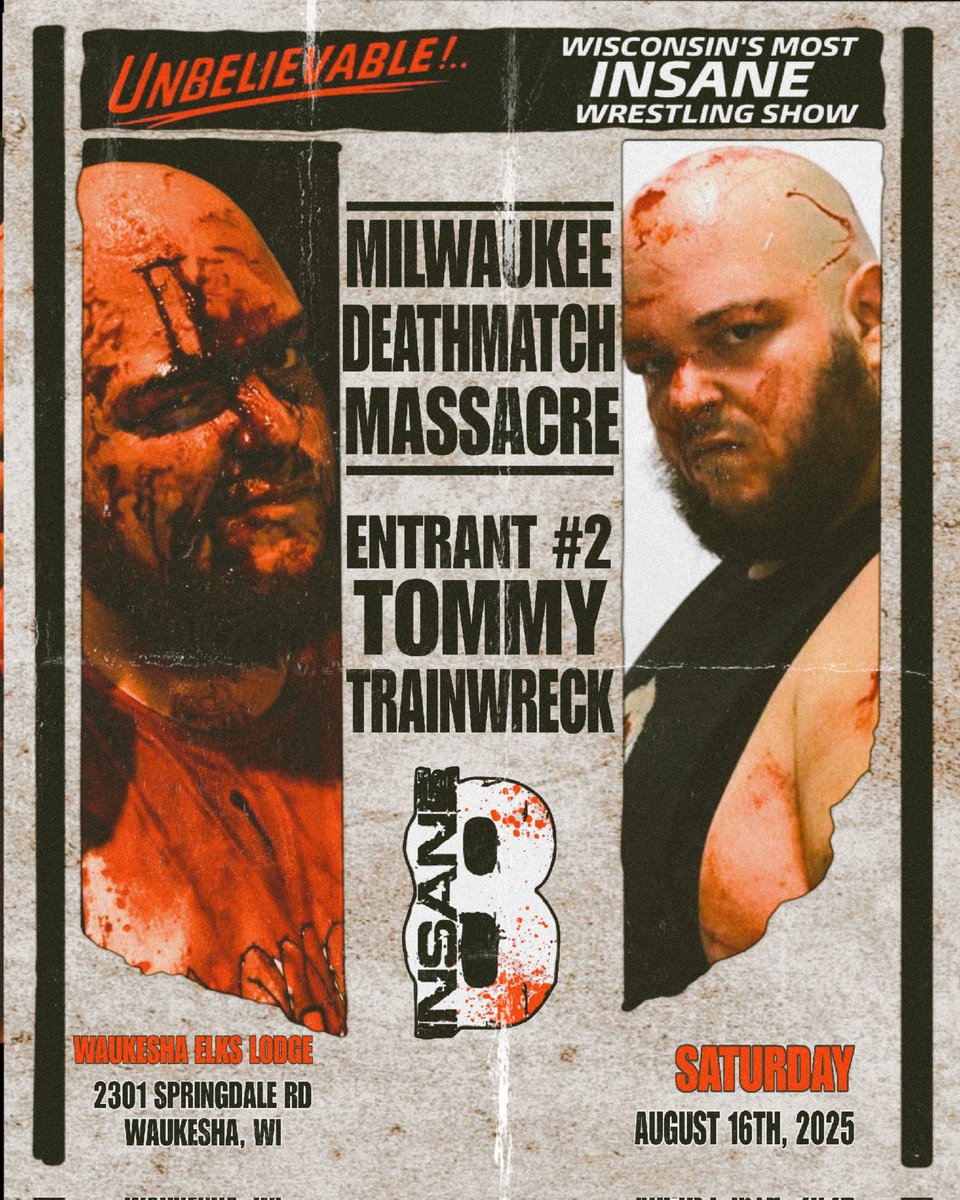 ICWMKE's tweet image. 馃毃INSANE 8 ANNOUNCEMENT馃毃
Entrants 1-4
#1: "The Murder Surgeon" Dr. Redacted
#2: "Deathproof" Tommy Trainwreck
#3: "The Ringmaster" Lil Sicko
#4: "The Greek Franchise" Yanni "GQ" Gianos