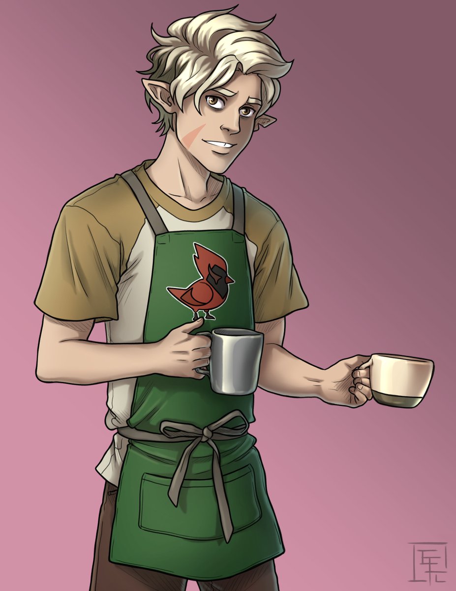 ErithEl's tweet image. Hunter from The Owl House requested by @ TadzioB on instagram.
They wanted a college/coffee shop AU! This character was so much fun to draw!
#donations #commissions #huntertoh #fanart #TheOwlHouse