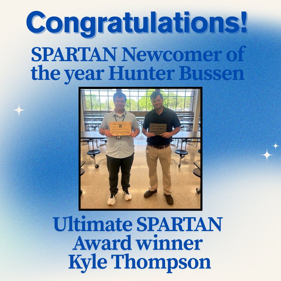 Congratulations Spartan Staff award winners Hunter Bussen and Kyle Thompson!