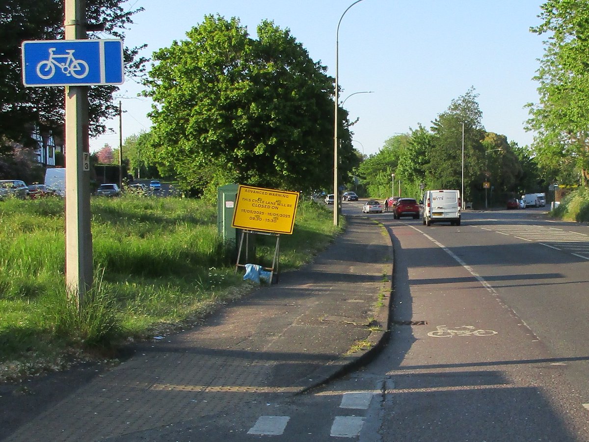 Northbound Patcham cycle lane closed tomorrow and Friday 09.30 - 3.30!