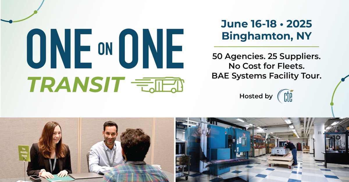 National RTAP (@nat_rtap) on Twitter photo <a href="/Go_CTE/">Center for Transportation and the Environment</a> is holding a One-on-One Transit Event in Binghamton, NY on June 16-18, 2025. This event hosts conversations between zero-emission bus adopters and solutions providers. cte.tv/one-on-one/age… <a href="/Go_CTE/">Center for Transportation and the Environment</a> is holding a One-on-One Transit Event in Binghamton, NY on June 16-18, 2025. This event hosts conversations between zero-emission bus adopters and solutions providers. cte.tv/one-on-one/age…