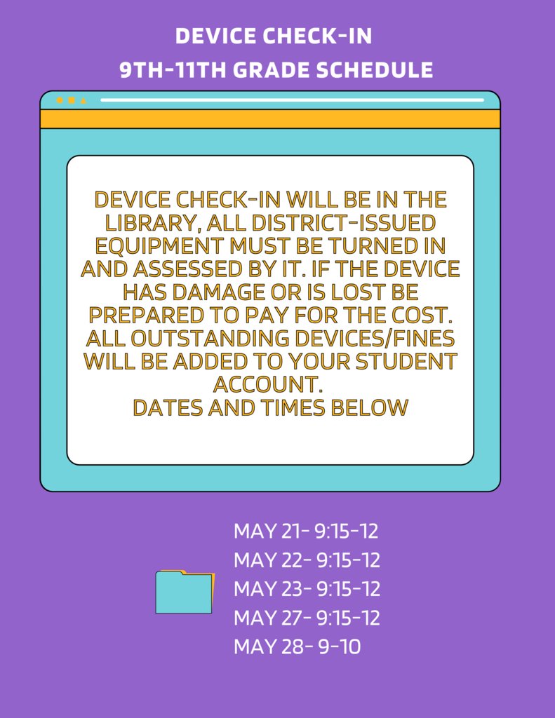EHSGoCats's tweet image. Semester exams start next week!!! Please look at the dates below to check in devices. Students will need to check devices in after their last semester exam.