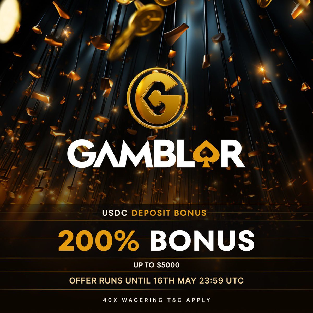 🔥 DEPOSIT BONUS LIVE 🔥

200% bonus on $USDC deposits.

🚨 Make sure you activate the offer when depositing.

Applicable to deposits up to 5000 $USDC.
Offer ends on May 16th 23:59 UTC.
*40x wagering T&amp;C apply.