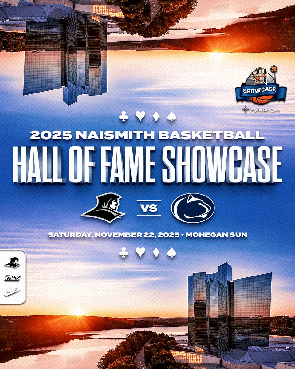 Providence MBB (@pcfriarsmbb) on Twitter photo 🚨Game Announcement🚨
🏀 <a href="/Hoophall/">Basketball HOF</a> Showcase
🆚 Penn State
🏟️ Mohegan Sun Arena
🗓️ November 22, 2025 🚨Game Announcement🚨
🏀 <a href="/Hoophall/">Basketball HOF</a> Showcase
🆚 Penn State
🏟️ Mohegan Sun Arena
🗓️ November 22, 2025