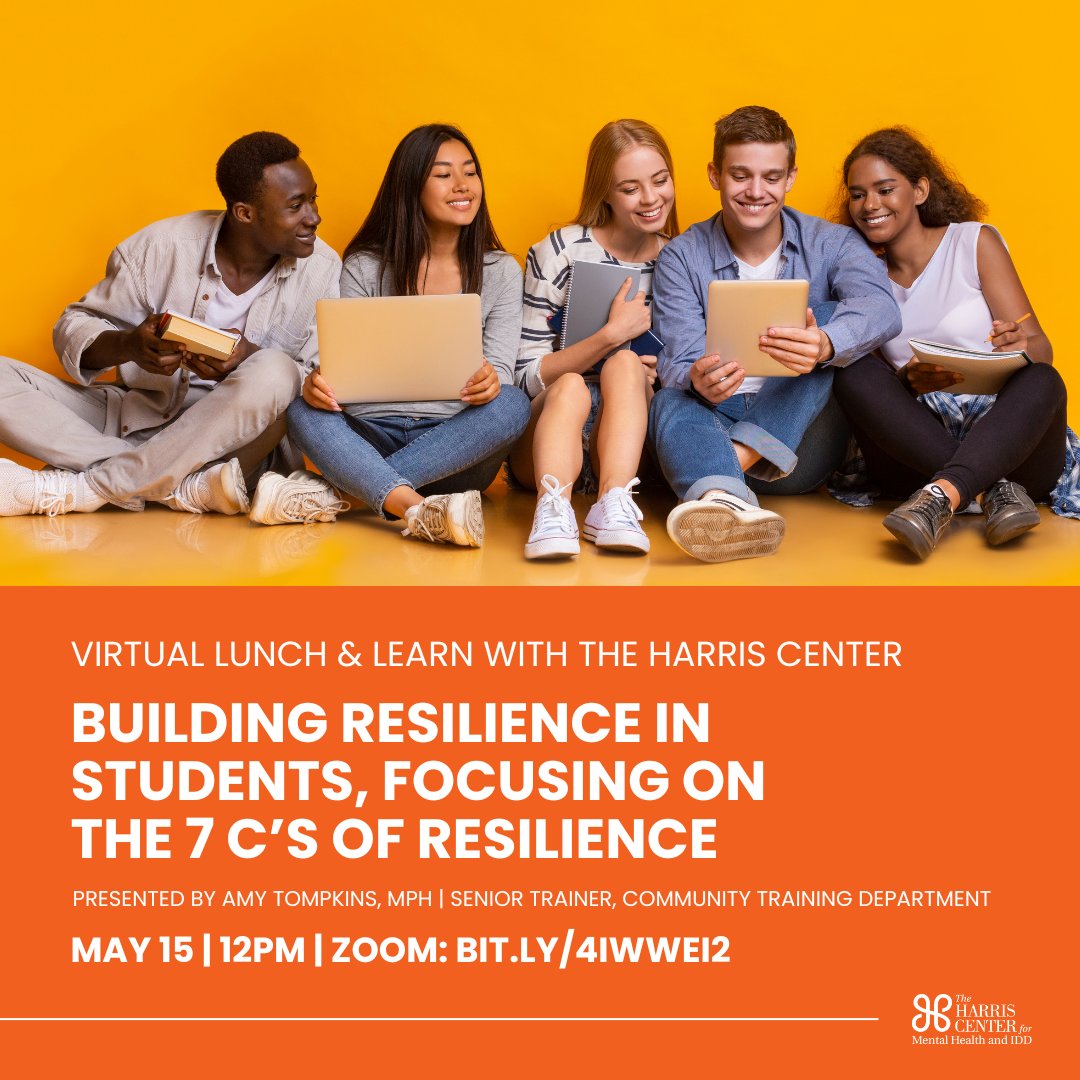 The Harris Center (@theharrisctr) on Twitter photo Join our Community Training Dept TOMORROW (5/15) at 12 PM for a virtual Lunch & Learn: Building Resilience in Students! 🧠🍽️
We’re proud to partner this month with <a href="/hcpct1/">Office of Harris County Commissioner Rodney Ellis</a> and <a href="/HarrisCoPct2/">Harris County Precinct 2</a> in honor of #MentalHealthAwarenessMonth 💚
🔗Zoom link: bit.ly/4iWweI2 Join our Community Training Dept TOMORROW (5/15) at 12 PM for a virtual Lunch & Learn: Building Resilience in Students! 🧠🍽️
We’re proud to partner this month with <a href="/hcpct1/">Office of Harris County Commissioner Rodney Ellis</a> and <a href="/HarrisCoPct2/">Harris County Precinct 2</a> in honor of #MentalHealthAwarenessMonth 💚
🔗Zoom link: bit.ly/4iWweI2