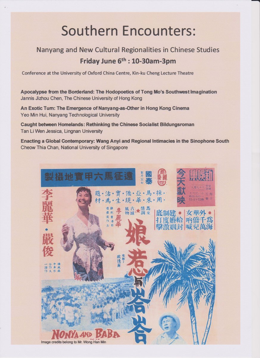 Oxford China Centre (@ox_chinacentre) on Twitter photo Please join us for an in-person conference on 'Southern Encounters', hosted by Margaret Hillenbrand <a href="/FacultyofAMES/">Oxford Faculty of Asian & Middle Eastern Studies</a> - 6 June, 10:30-15:00 BST. To register, please visit chinacentre.ox.ac.uk Please join us for an in-person conference on 'Southern Encounters', hosted by Margaret Hillenbrand <a href="/FacultyofAMES/">Oxford Faculty of Asian & Middle Eastern Studies</a> - 6 June, 10:30-15:00 BST. To register, please visit chinacentre.ox.ac.uk