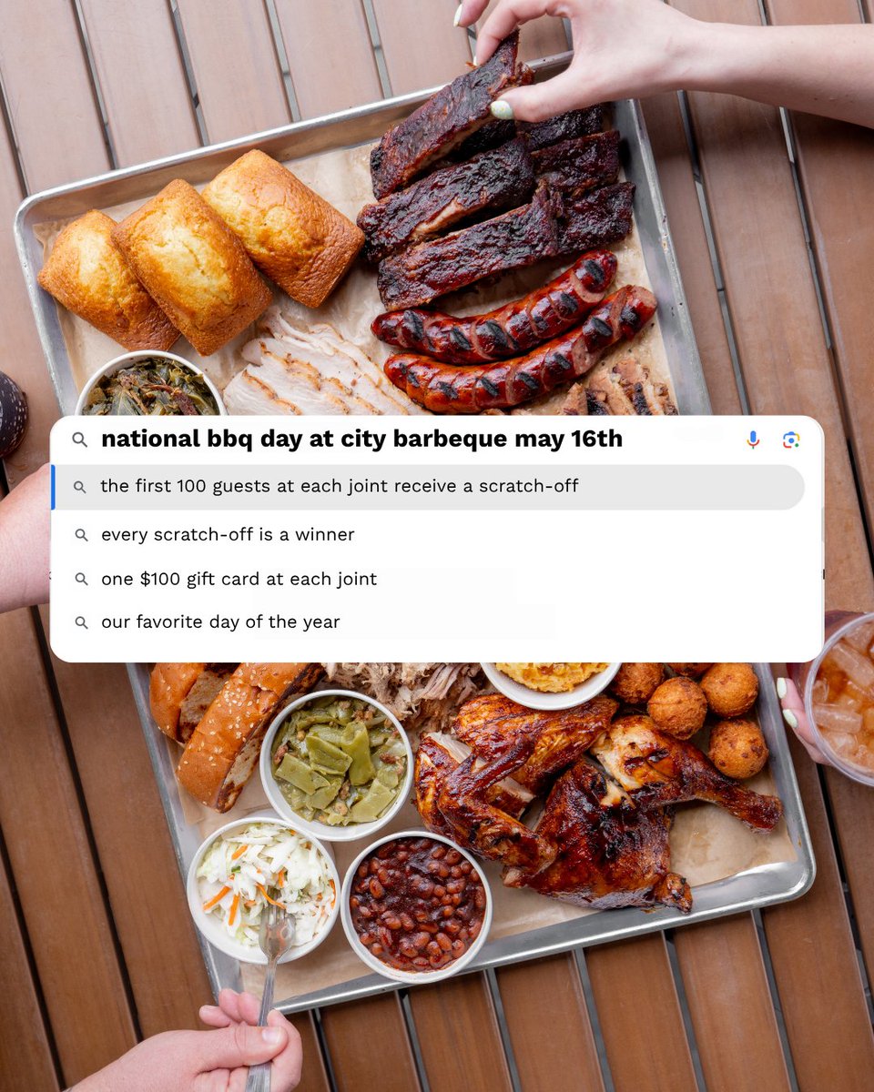 ⚠️ Not a drill - National BBQ Day is May 16th, and we’ve got just the way to celebrate

The first 100 guests at each joint May 16th will receive a scratch-off card. Don’t miss out, every card is a winner 🍖