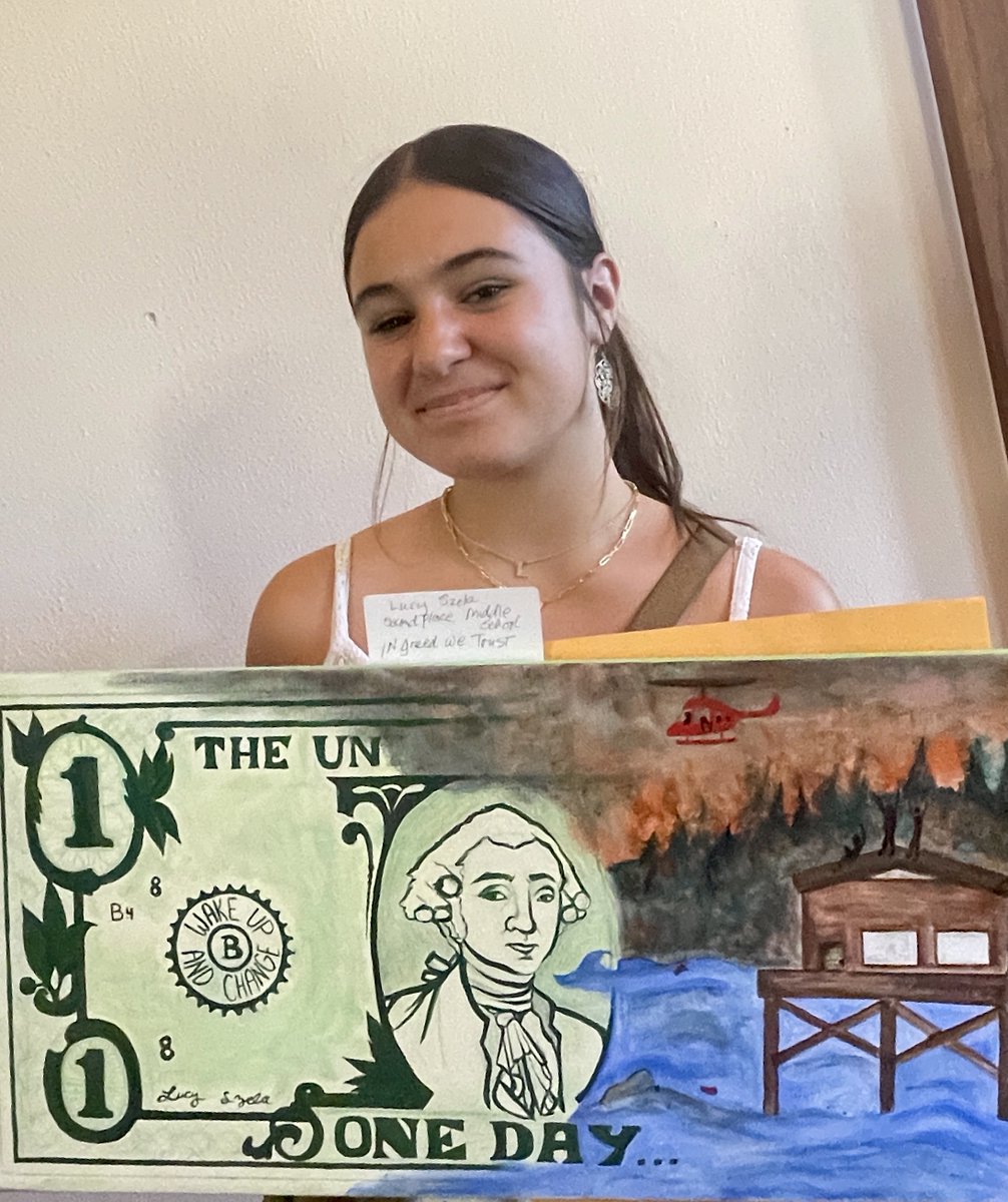 MDUSD (@mtdiablousd) on Twitter photo Congrats <a href="/PHMSRams/">Terry McCormick</a> student Lucy Szela on MS Art 2nd Place in Mt. Diablo Peace & Justice Center Annual Art & Writing Challenge for painting, "In Greed We Trust" based on climate change theme! And congrats <a href="/SequoiaMSGiants/">Sequoia MS</a> student Maya Simionas on Creative Writing Honorable Mention Congrats <a href="/PHMSRams/">Terry McCormick</a> student Lucy Szela on MS Art 2nd Place in Mt. Diablo Peace & Justice Center Annual Art & Writing Challenge for painting, "In Greed We Trust" based on climate change theme! And congrats <a href="/SequoiaMSGiants/">Sequoia MS</a> student Maya Simionas on Creative Writing Honorable Mention