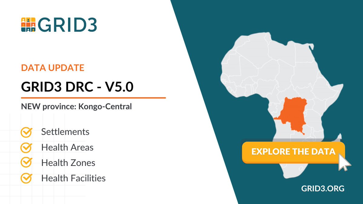 New #data! V5.0 of our #DRC settlement names, health facilities, #health areas + health zones was produced with <a href="/ciesin/">CIESIN</a>. It now covers 15 provinces.

Includes updated data for Haut-Lomami + new data for Kongo-Central.

bit.ly/3S5T4BZ