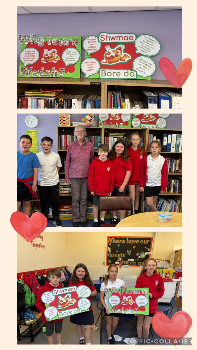 Our Criw Cymraeg visited Taffs Well Hub this morning to drop off the displays and leaflets they had created to encourage people to speak Welsh. Da iawn pawb! #siaradcymraeg#local community#criwcymraeg