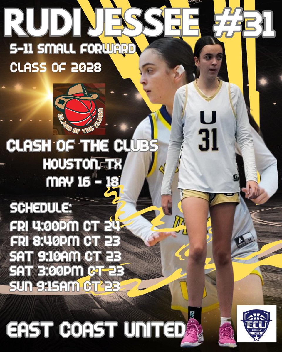 Rudi Jessee (@rudijessee23) on Twitter photo Come watch us play in Houston this weekend! 💙🏀
#ClashOfTheClubs
<a href="/ECunitedbball/">eastcoastunited</a> <a href="/UTampaWBB/">Tampa Women’s Basketball</a>
<a href="/JesseeNikki/">Nikki</a> Come watch us play in Houston this weekend! 💙🏀
#ClashOfTheClubs
<a href="/ECunitedbball/">eastcoastunited</a> <a href="/UTampaWBB/">Tampa Women’s Basketball</a>
<a href="/JesseeNikki/">Nikki</a>