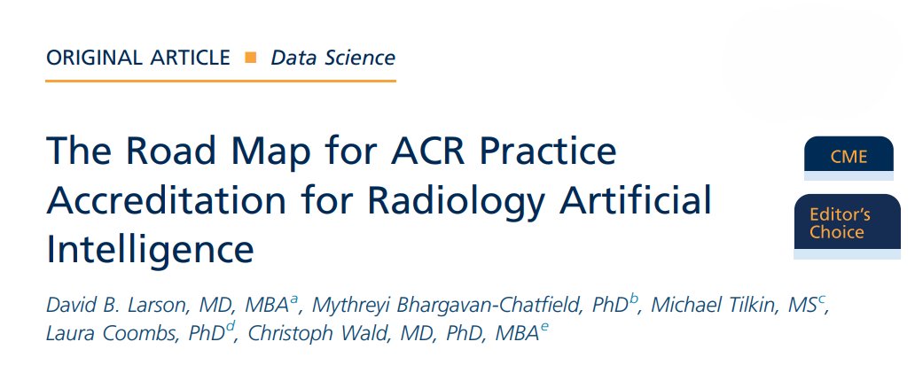 JACR (@jacrjournal) on Twitter photo New from the #JACR 📝
For decades, a key mechanism to ensure quality management in radiology practices has been <a href="/RadiologyACR/">American College of Radiology</a> accreditation. However, no such program currently exists for AI in radiology - and that is something the ACR Commissions on Quality and Safety and New from the #JACR 📝
For decades, a key mechanism to ensure quality management in radiology practices has been <a href="/RadiologyACR/">American College of Radiology</a> accreditation. However, no such program currently exists for AI in radiology - and that is something the ACR Commissions on Quality and Safety and