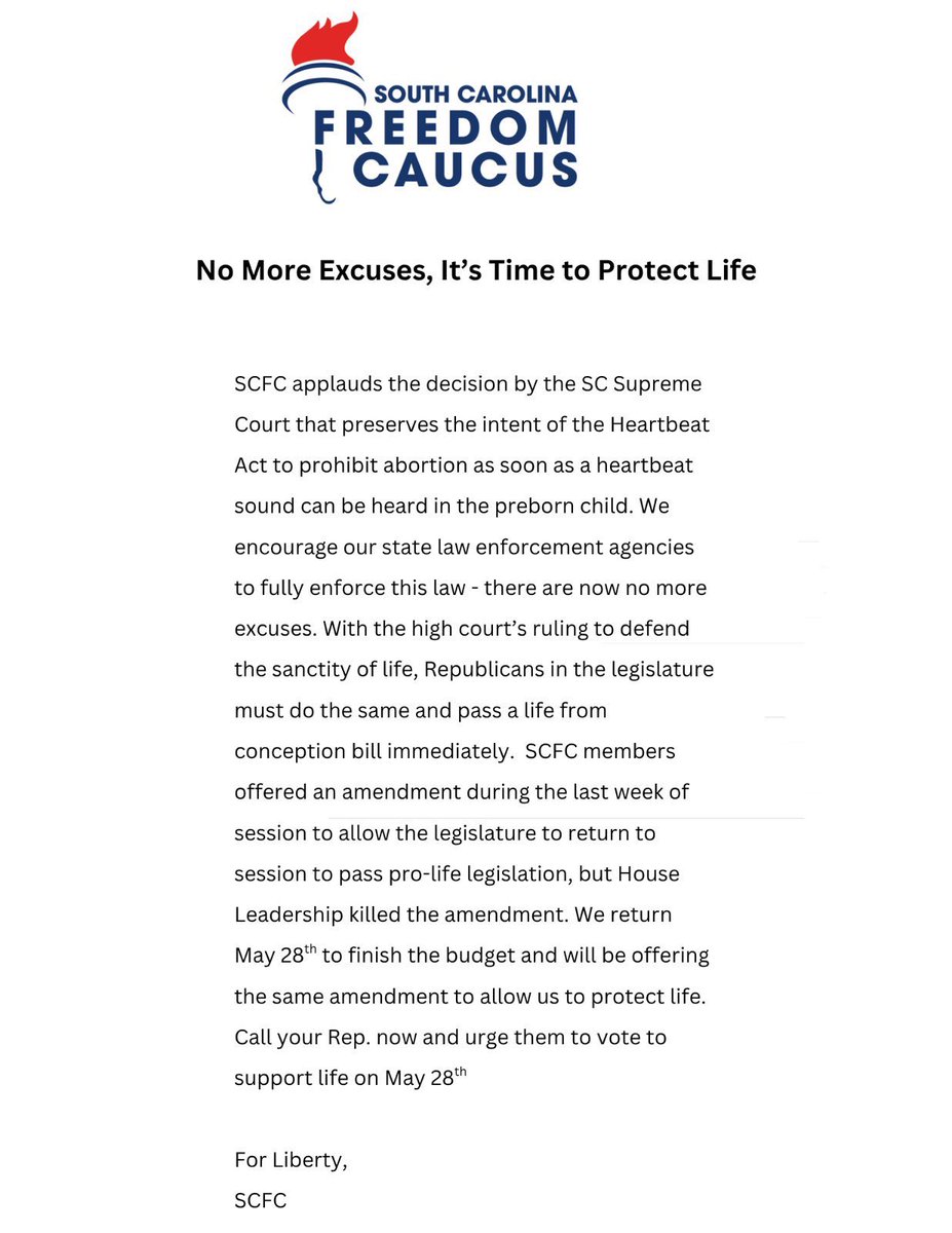 With a GOP supermajority, there’s no excuse not to pass a Life at Conception Act. Republicans must lead. Protect the preborn. No more delays.