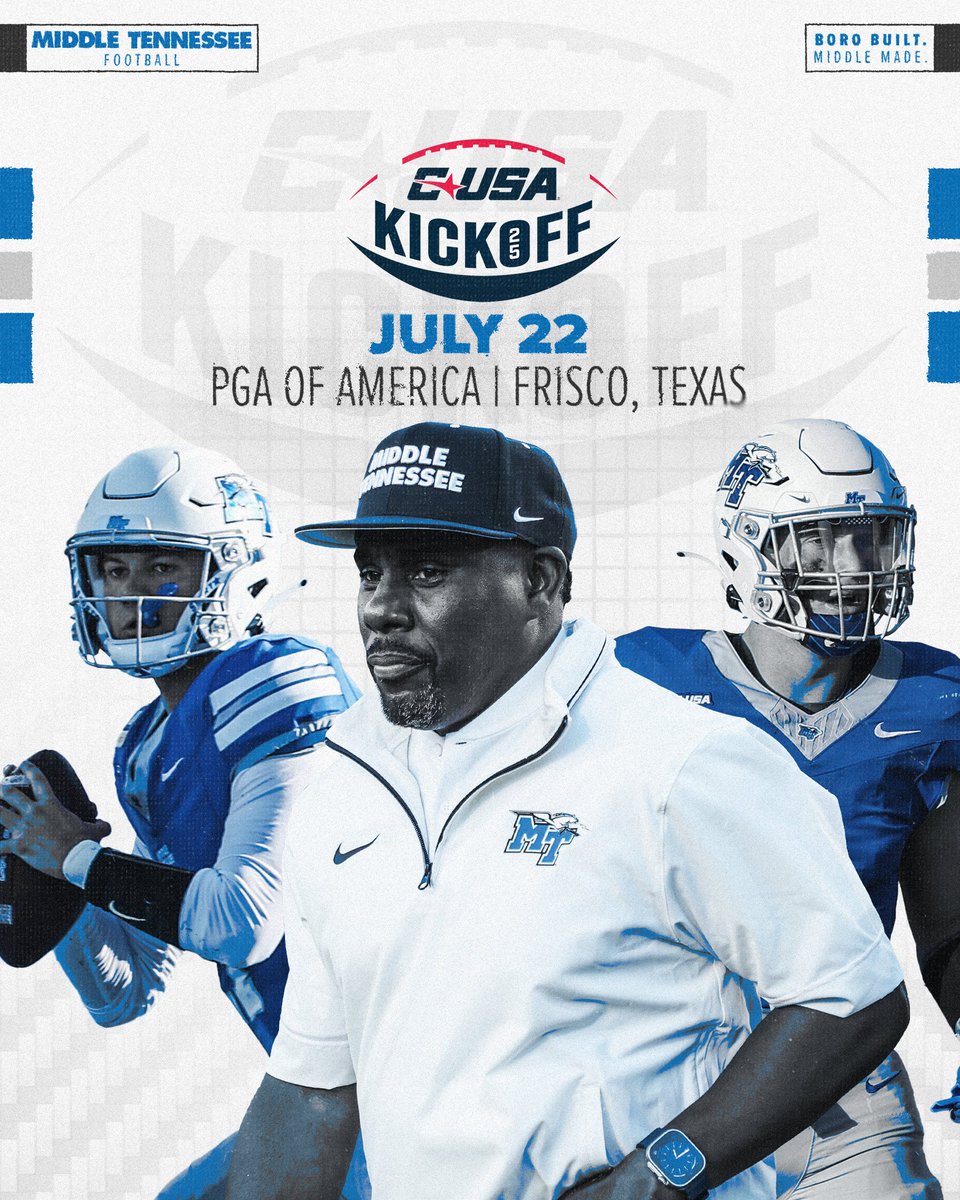 Middle Tennessee Football (@mt_fb) on Twitter photo Talkin' ball with <a href="/CoachDerekMason/">Derek Mason</a>, <a href="/nwv_11/">Nick Vattiato</a> and <a href="/ParkerHughes_7/">Parker Hughes</a> at the <a href="/ConferenceUSA/">Conference USA</a> Kickoff at the PGA of America in Frisco in July! ๐
#BoroBuiltMiddleMade Talkin' ball with <a href="/CoachDerekMason/">Derek Mason</a>, <a href="/nwv_11/">Nick Vattiato</a> and <a href="/ParkerHughes_7/">Parker Hughes</a> at the <a href="/ConferenceUSA/">Conference USA</a> Kickoff at the PGA of America in Frisco in July! ๐
#BoroBuiltMiddleMade