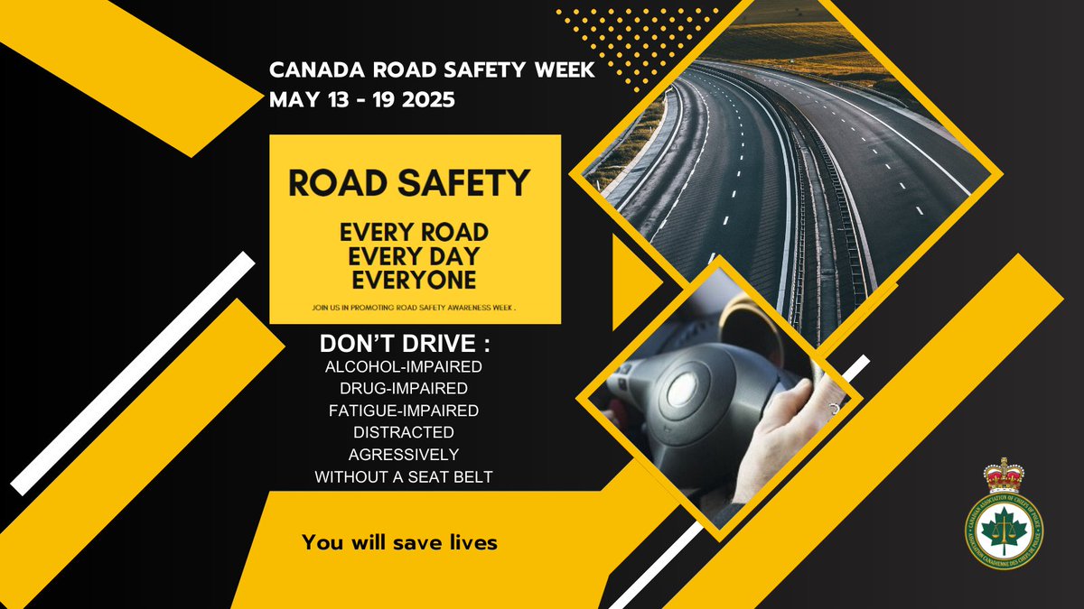 The Brantford Police Service is proud to be participating in this year’s Canada Road Safety Week campaign. The Brantford Police Service is reminding all drivers to:
• Wear a seatbelt
• Slow down
• Put down your phone
• Drive sober and alert