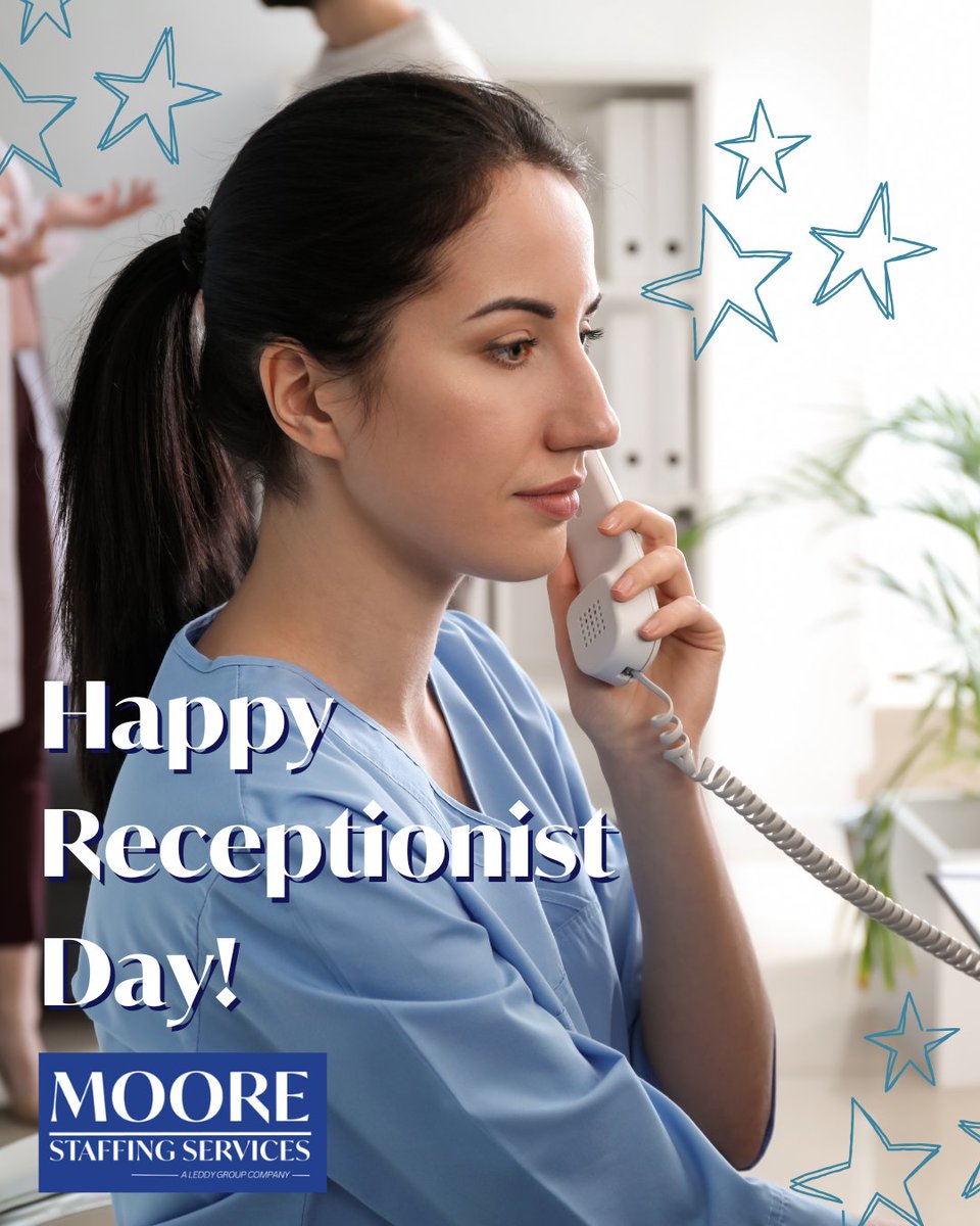 MooreStaffing's tweet image. Happy #ReceptionistDay 👏  Today, be sure to thank the amazing people answering phones, helping customers, and multitasking at the front desk. Let’s let them know how much they’re appreciated!