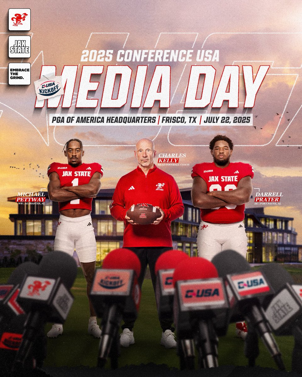 Jax State Football (@jaxstatefb) on Twitter photo ๐๐๐๐ ๐
๐จ๐จ๐ญ๐๐๐ฅ๐ฅ ๐๐ข๐๐ค๐จ๐๐ ๐ฅ๐๏ธ
Representing Jax State โฌ๏ธ
<a href="/CoachKellyJSU/">Coach Charles Kelly</a>
<a href="/MPettway17/">Mike Pettway</a>
<a href="/dprater_34/">Darrell Prater</a>
#EmbraceTheGrind | #AKC ๐๐๐๐ ๐
๐จ๐จ๐ญ๐๐๐ฅ๐ฅ ๐๐ข๐๐ค๐จ๐๐ ๐ฅ๐๏ธ
Representing Jax State โฌ๏ธ
<a href="/CoachKellyJSU/">Coach Charles Kelly</a>
<a href="/MPettway17/">Mike Pettway</a>
<a href="/dprater_34/">Darrell Prater</a>
#EmbraceTheGrind | #AKC
