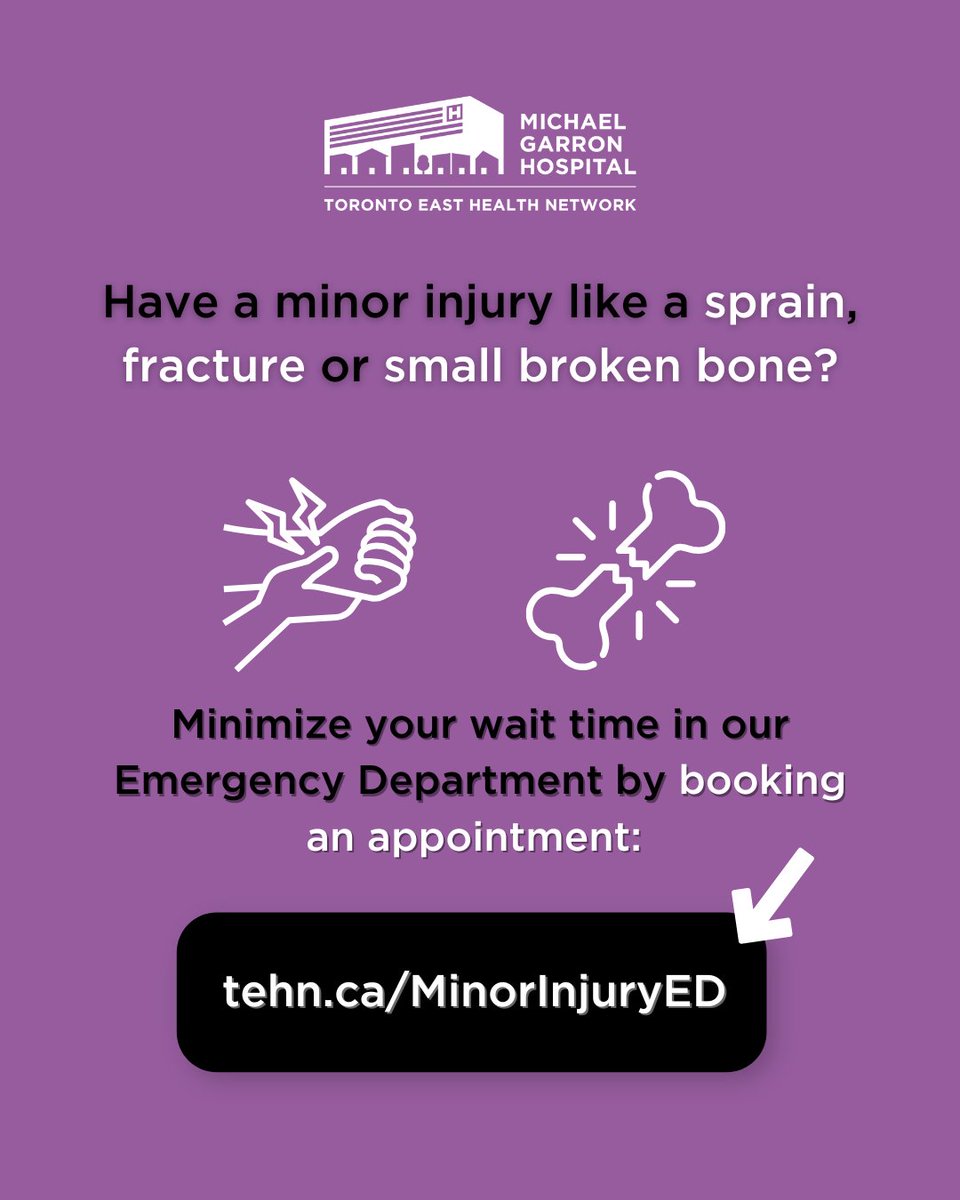 #DYK our Emergency Department offers same-day or next-day appointments for minor injuries like sprains, fractures and small broken bones?  

Learn more or book an appointment: tehn.ca/MinorInjuryED