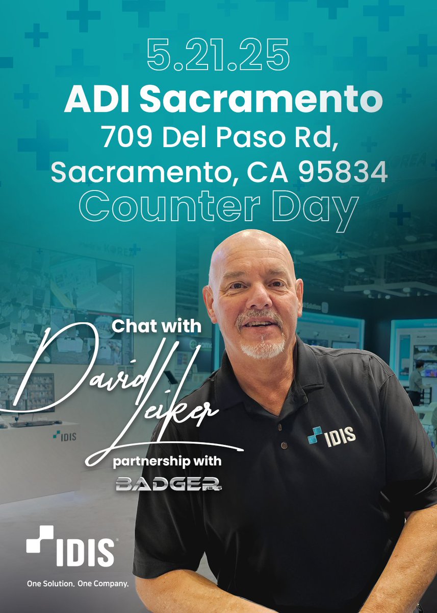 IDIS Americas (@idis_americas) on Twitter photo Meet David Leiker at ADI Sacramento on May 21 for Counter Day, and explore how IDIS — together with Badger Reps — is making surveillance easier, smarter, and more reliable.
8 AM – 12 PM
ADI Sacramento Counter Day
May 21, 2025
sales@idisamericas.com Meet David Leiker at ADI Sacramento on May 21 for Counter Day, and explore how IDIS — together with Badger Reps — is making surveillance easier, smarter, and more reliable.
8 AM – 12 PM
ADI Sacramento Counter Day
May 21, 2025
sales@idisamericas.com