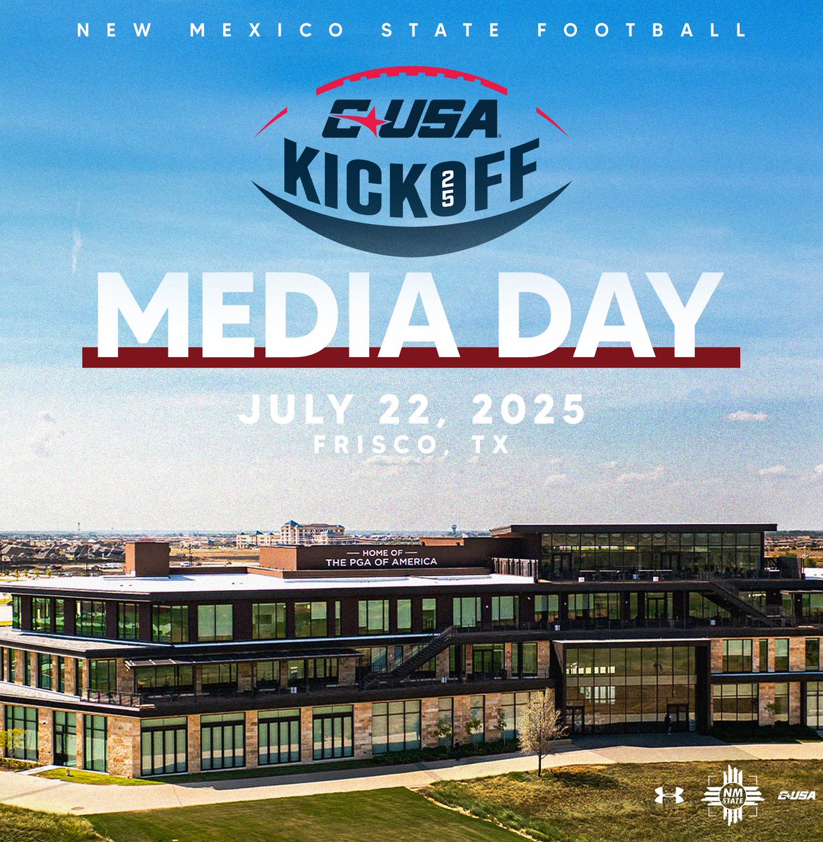 New Mexico State Football (@nmstatefootball) on Twitter photo See you in Frisco ๐
<a href="/ConferenceUSA/">Conference USA</a> announced the 2025 CUSA Kickoff will take place at the PGA of America on July 22!๐
#AggieUp x #NoLimitsOnUs See you in Frisco ๐
<a href="/ConferenceUSA/">Conference USA</a> announced the 2025 CUSA Kickoff will take place at the PGA of America on July 22!๐
#AggieUp x #NoLimitsOnUs