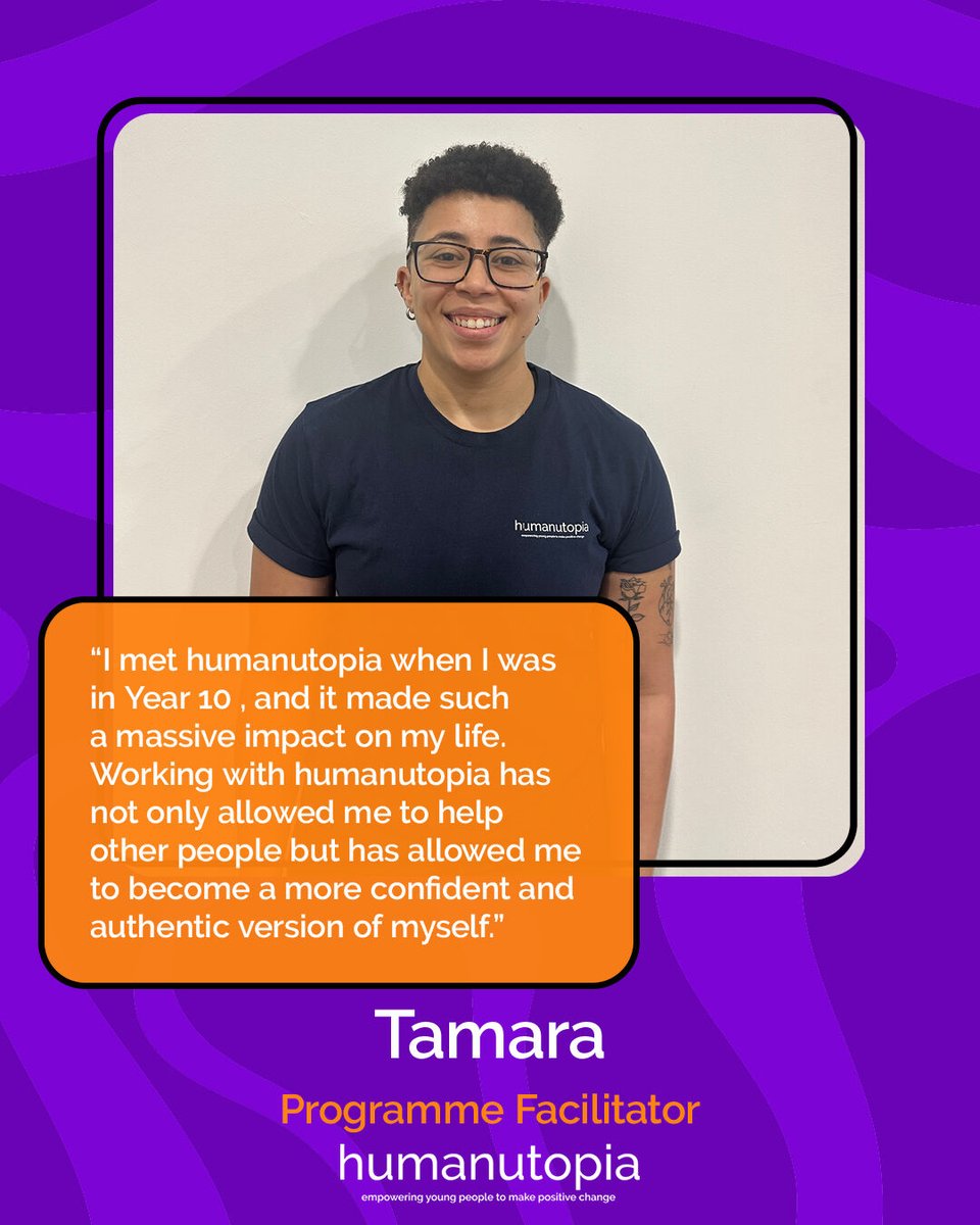 Meet Tamara, one of our passionate facilitators who’s dedicated to empowering young people to make positive change! ✨ 

Tamara’s role involves guiding and supporting students to reflect on who they are and who they want to become, helping them unlock their full potential.

The