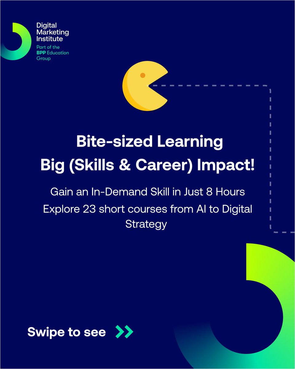 dmigroup's tweet image. Finding time for long training isn’t easy? DMI Short Courses are designed for busy professionals like you, delivering practical, high-impact learning in just 5 to 10 hours. Browse DMI Short Courses on our website 🔗 buff.ly/C0zH4ih #BiteSizedLearning #MarketingTraining…