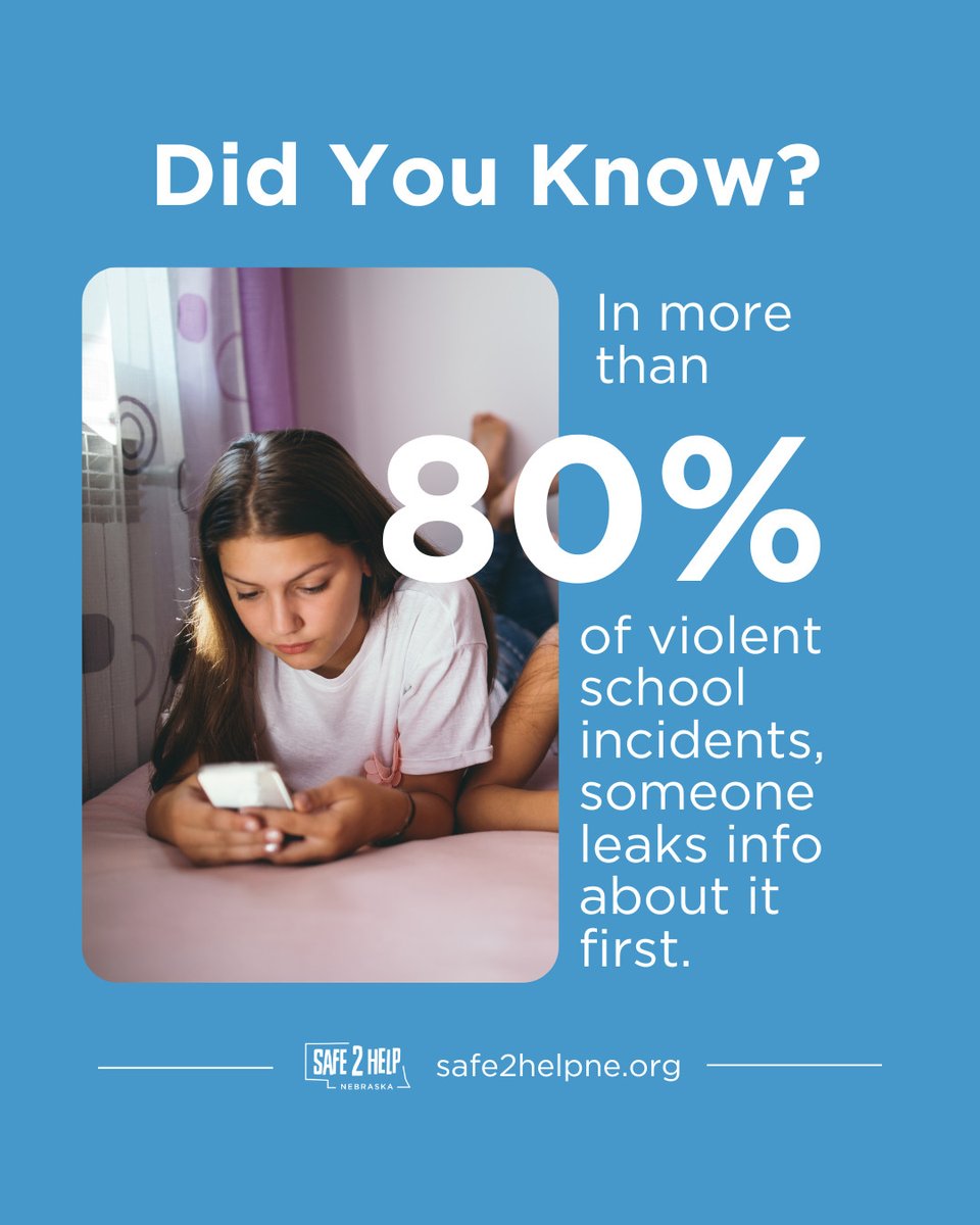 If you see something concerning online — a threat, a cry for help, or anything that doesn’t feel right — take it seriously. 💬🔒

Your voice can make a difference. If something you see worries you, reach out: safe2helpne.org