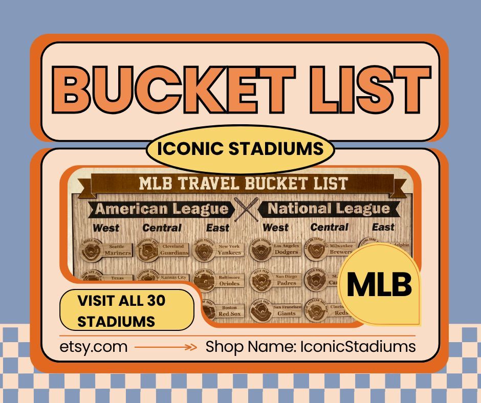 IconicStadiums's tweet photo. A lot of people really want to visit every baseball park at some point. Well, you could just purchase our bucket list to track your journeys! Check out cool baseball and football stuff like this on our Etsy shop here👉 https://t.co/6yIrSc1vC8!

#iconicstadiums #mlb #bucketlist https://t.co/Vy3JVrOTUH