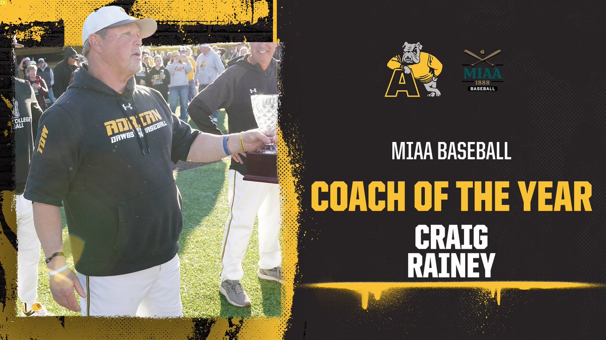 Adrian College Athletics (@adrianbulldogs) on Twitter photo .<a href="/AdrianBaseball/">Adrian College Baseball</a>'s Craig Rainey has been named the 2025 <a href="/MIAA1888/">#D3MIAA Sports</a> Baseball Coach of the Year; his second consecutive honor.
📰 -- tinyurl.com/2haz2yky
#d3baseball #GDTBAB <a href="/AdrianCollege/">Adrian College</a> .<a href="/AdrianBaseball/">Adrian College Baseball</a>'s Craig Rainey has been named the 2025 <a href="/MIAA1888/">#D3MIAA Sports</a> Baseball Coach of the Year; his second consecutive honor.
📰 -- tinyurl.com/2haz2yky
#d3baseball #GDTBAB <a href="/AdrianCollege/">Adrian College</a>