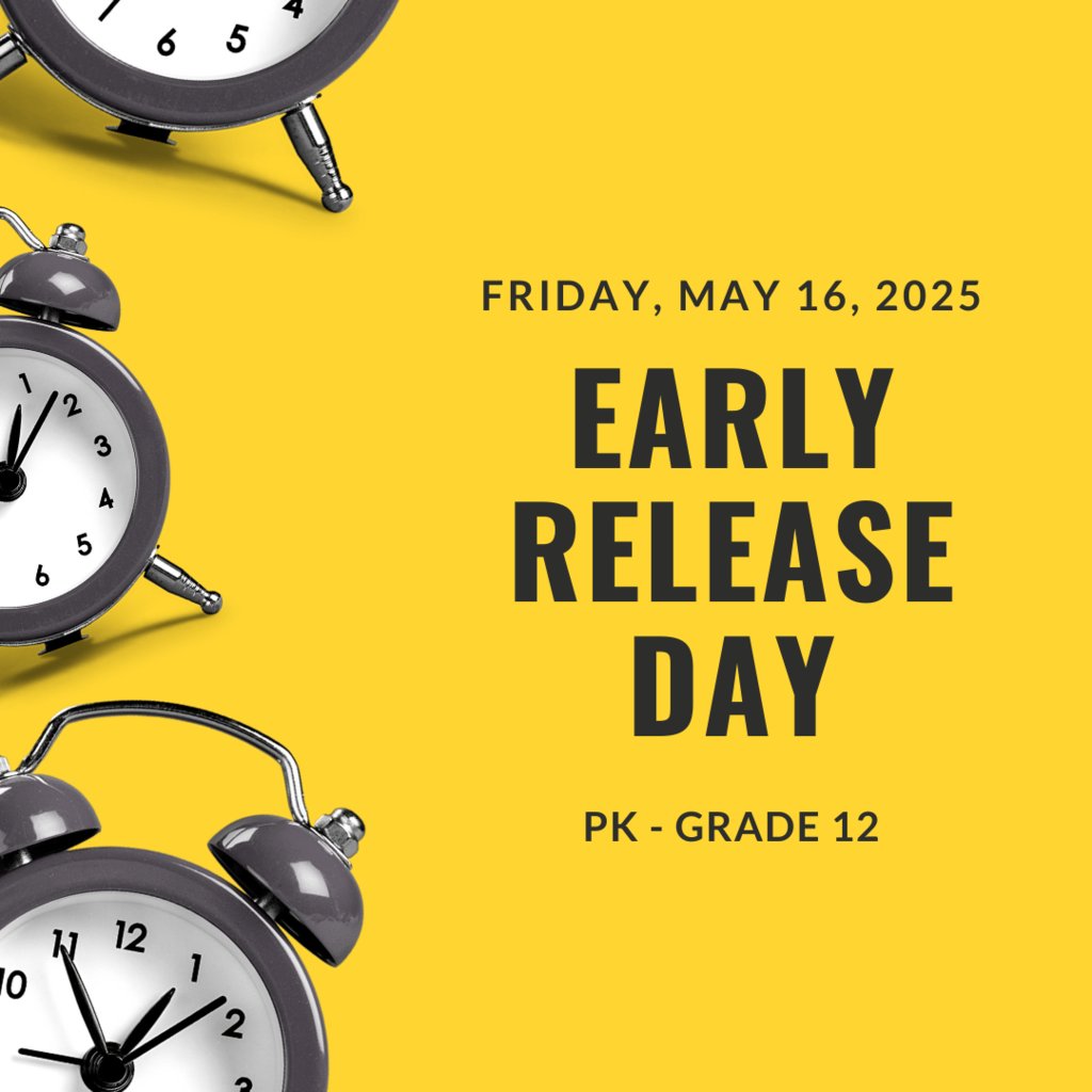 📢 Early Release Reminder: Friday, May 16, 2025
All Medway Public Schools will dismiss early.
🕛 McGovern: 12:00 PM
🕦 Burke-Memorial: 11:30 AM
🕚 Middle: 11:02 AM
🕧 High: 11:34 AM
Have a great day, Medway! #MedwaySchools