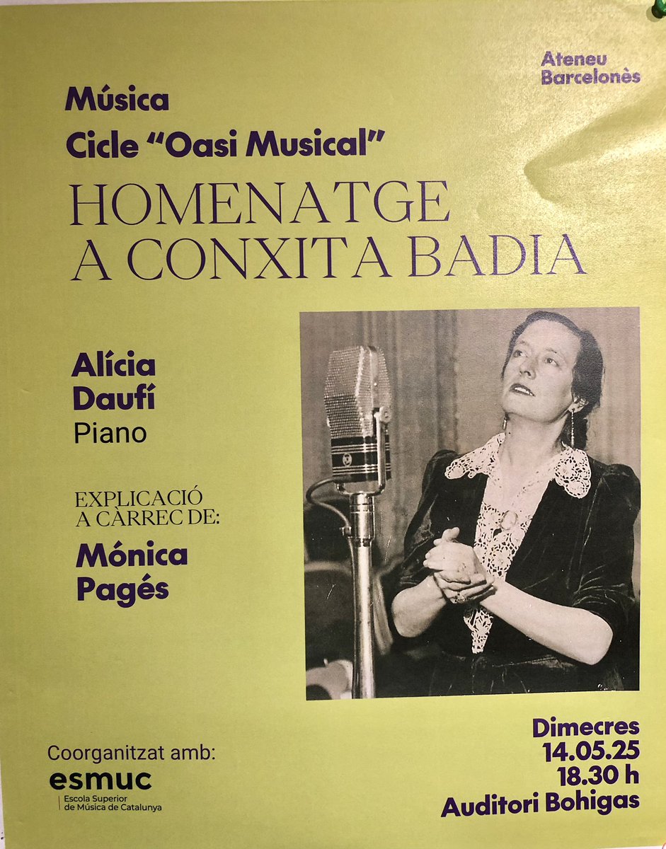 Rafa Burgos (@rafaburgosbcn) on Twitter photo Vespre de recital homenatge a Conxita Badia a l’<a href="/AteneuBCN/">Ateneu Barcelonès</a>. Una de les moltes activitats (o concerts) que organitza la institució del carrer de la Canuda i que són d’accés lliure. Vespre de recital homenatge a Conxita Badia a l’<a href="/AteneuBCN/">Ateneu Barcelonès</a>. Una de les moltes activitats (o concerts) que organitza la institució del carrer de la Canuda i que són d’accés lliure.