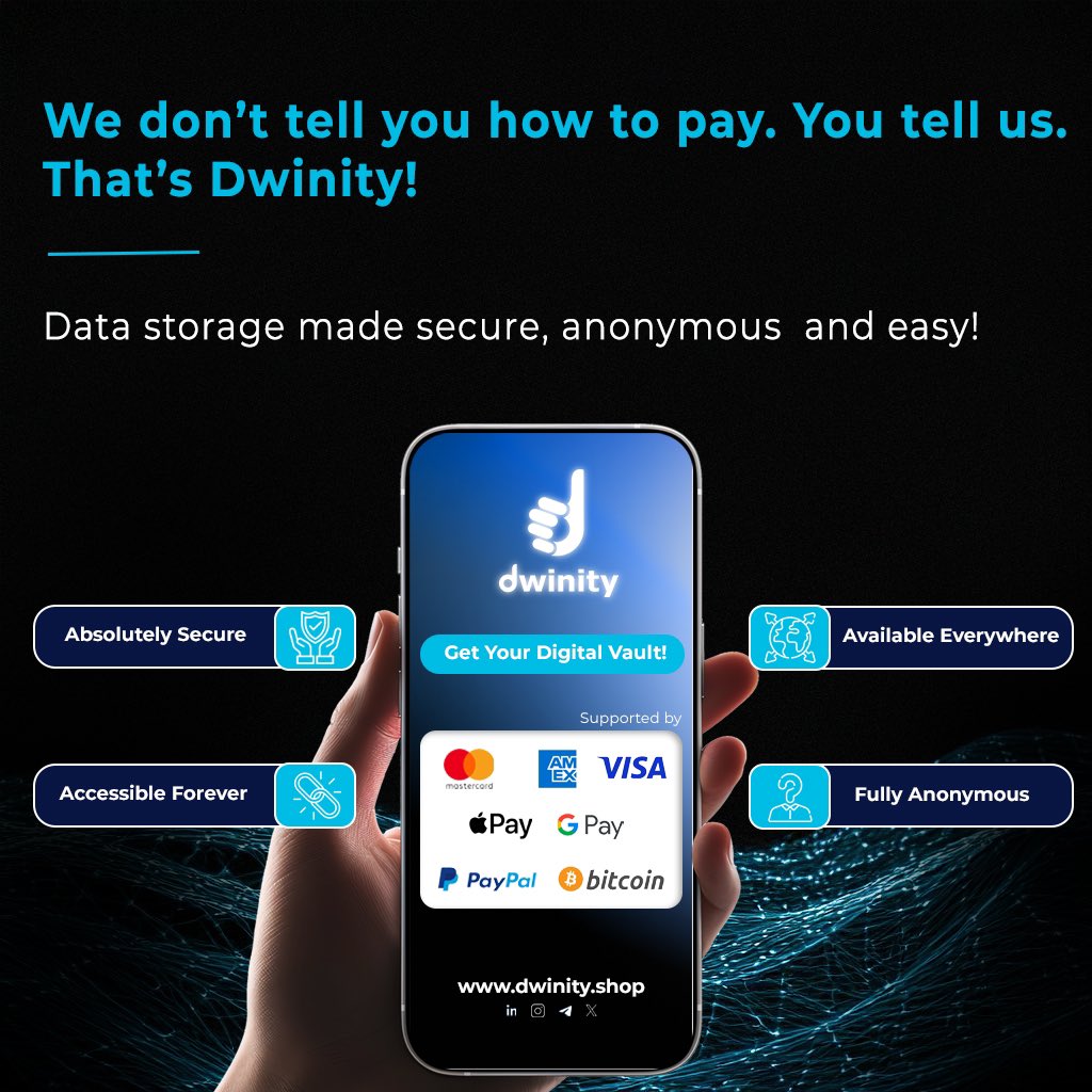 dwinity_eco's tweet image. One vault. Any payment. Total freedom.
No middlemen. No limits. Just you and your data.
Welcome to Dwinity.

dwinity.shop/starterpackage

#Web3 #OwnYourData #DigitalSovereignty