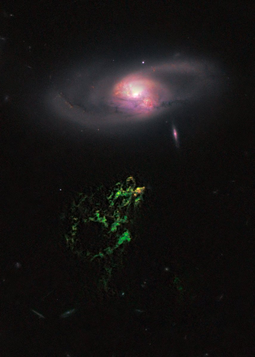 Hanny’s Voorwerp: The Ghost of a Dead Quasar 👻💚
Floating like a glowing emerald in deep space, Hanny’s Voorwerp is one of the most mysterious and stunning discoveries in modern astronomy. It’s not a galaxy, not a nebula, and not quite like anything else—just a bizarre, bright