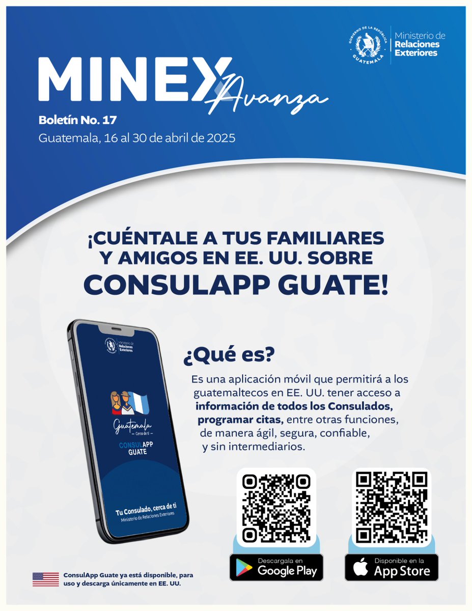📰 Accede al boletín “Minex Avanza” y entérate de las acciones más relevantes realizadas por la Cancillería y sus representaciones diplomáticas y consulares en el extranjero, del 16 al 30 de abril de 2025.

📌 ¡Conoce todos los detalles en el siguiente enlace! 
🔗