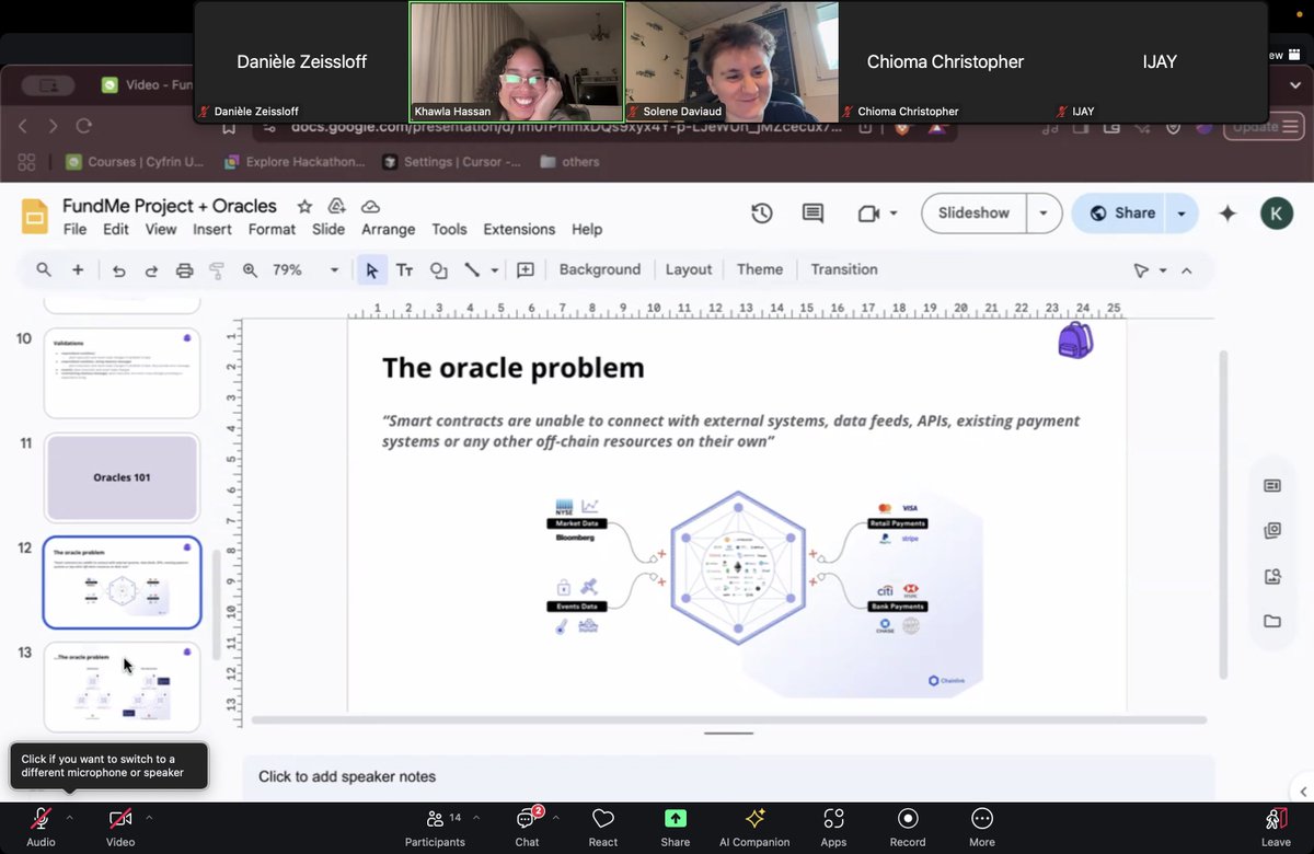 𝗦𝗲𝘀𝘀𝗶𝗼𝗻 𝟯 - 𝗦𝗼𝗹𝗶𝗱𝗶𝘁𝘆 𝟭𝟬𝟭 𝗕𝗼𝗼𝘁𝗰𝗮𝗺𝗽  🎒

<a href="/xchaiboba/">khawla خولة</a> introduced us the FundMe project and walked us through the world of oracles: connecting on-chain logic with real-world data.

Thanks for diving with us!