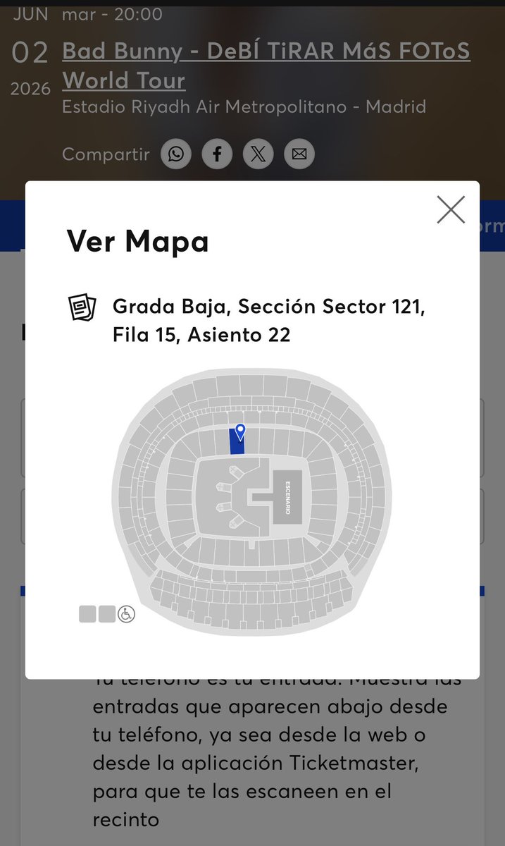 ada_mp's tweet photo. Vendo entrada platinum para Bad Bunny 2 de junio en Madrid al precio de taquilla! https://t.co/iop4yAGpNi