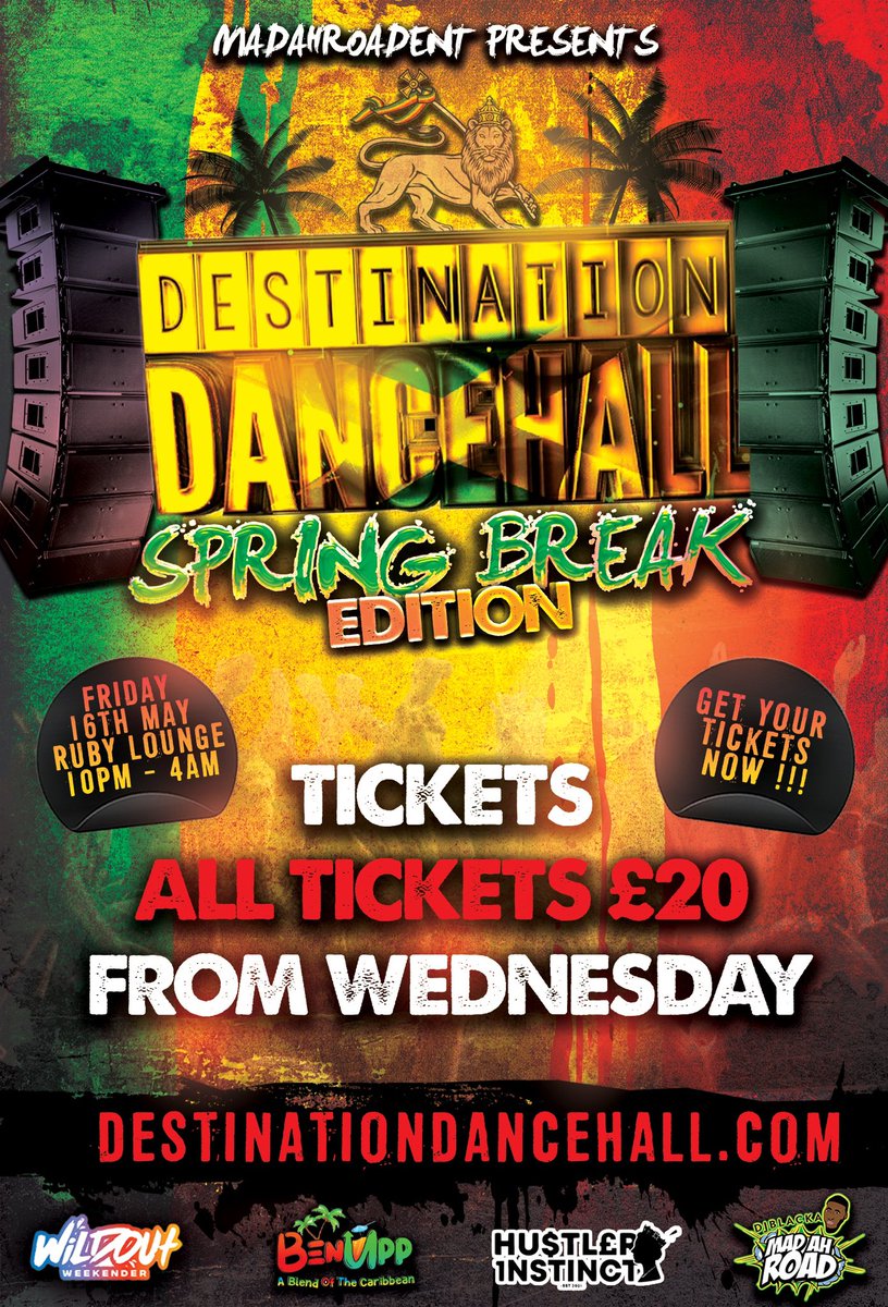 Destination_DH's tweet photo. @DJBLACKA @madahroadent 

DestinationDancehall 🇯🇲
🏝️☀️ SpringBreak Edition 🏝️☀️

🗓️  Friday 16th May 🗓️ 
⏰  10pm - 4am ⏰ 
📍 Ruby Lounge | SE151LL 📍 

🇯🇲 80% Reggae/Dancehall/Bashment 🇯🇲 

Last Remaining Tickets Available 🚨 
https://t.co/ukDVELxk3B 🎟️ https://t.co/fKMTb66aNm