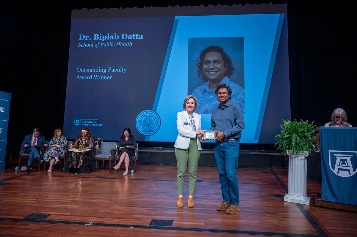 Congratulations to Dr. Jehu, Dr. Silva, and Dr. Datta for being recognized during the annual Faculty Celebration for their dedication, innovative thinking, and impact on not just the School of Public Health, but Augusta University!