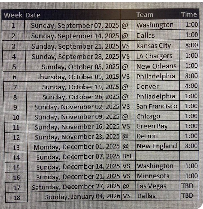 🚨 2025 Giants Schedule
