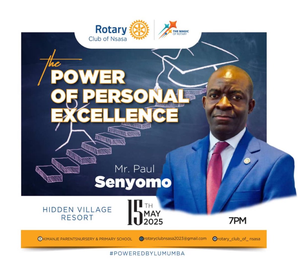 Rotary club of Nsasa (@rcnsasa) on Twitter photo Good evening Friends,
This Thursday we honoured to host Mr. Paul Senyomo, an experienced executive, renowned coach, mentor and facilitator at the prestigious "Journey to the Boardroom" who will  will talk to us about the power of personal excellence
Link
meet.google.com/eoz-jwrf-pqa Good evening Friends,
This Thursday we honoured to host Mr. Paul Senyomo, an experienced executive, renowned coach, mentor and facilitator at the prestigious "Journey to the Boardroom" who will  will talk to us about the power of personal excellence
Link
meet.google.com/eoz-jwrf-pqa