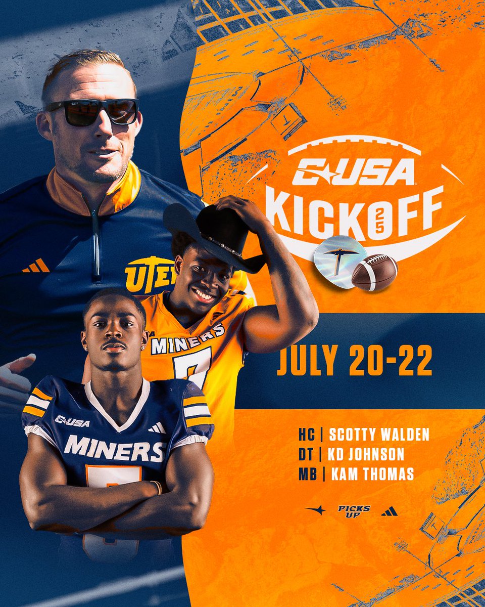 UTEP Football (@utepfb) on Twitter photo ๐๐๐๐ ๐
๐จ๐จ๐ญ๐๐๐ฅ๐ฅ ๐๐ข๐๐ค๐จ๐๐ ๐ฌ๐๐ญ ๐๐จ๐ซ ๐๐ฎ๐ฅ๐ฒ ๐๐ ๐๐ญ ๐ญ๐ก๐ ๐๐จ๐ฆ๐ ๐จ๐ ๐ญ๐ก๐ ๐๐๐ ๐จ๐ ๐๐ฆ๐๐ซ๐ข๐๐ ๐ข๐ง ๐
๐ซ๐ข๐ฌ๐๐จ
๐ซ headed to Frisco โ> <a href="/CoachSWUTEP/">Scotty Walden</a> <a href="/KDXCI/">KD JOHNSON</a> <a href="/kam__5/">Kam(eron) Thomas ๐</a>
#PicksUp | #WinTheWest | <a href="/ConferenceUSA/">Conference USA</a> ๐๐๐๐ ๐
๐จ๐จ๐ญ๐๐๐ฅ๐ฅ ๐๐ข๐๐ค๐จ๐๐ ๐ฌ๐๐ญ ๐๐จ๐ซ ๐๐ฎ๐ฅ๐ฒ ๐๐ ๐๐ญ ๐ญ๐ก๐ ๐๐จ๐ฆ๐ ๐จ๐ ๐ญ๐ก๐ ๐๐๐ ๐จ๐ ๐๐ฆ๐๐ซ๐ข๐๐ ๐ข๐ง ๐
๐ซ๐ข๐ฌ๐๐จ
๐ซ headed to Frisco โ> <a href="/CoachSWUTEP/">Scotty Walden</a> <a href="/KDXCI/">KD JOHNSON</a> <a href="/kam__5/">Kam(eron) Thomas ๐</a>
#PicksUp | #WinTheWest | <a href="/ConferenceUSA/">Conference USA</a>