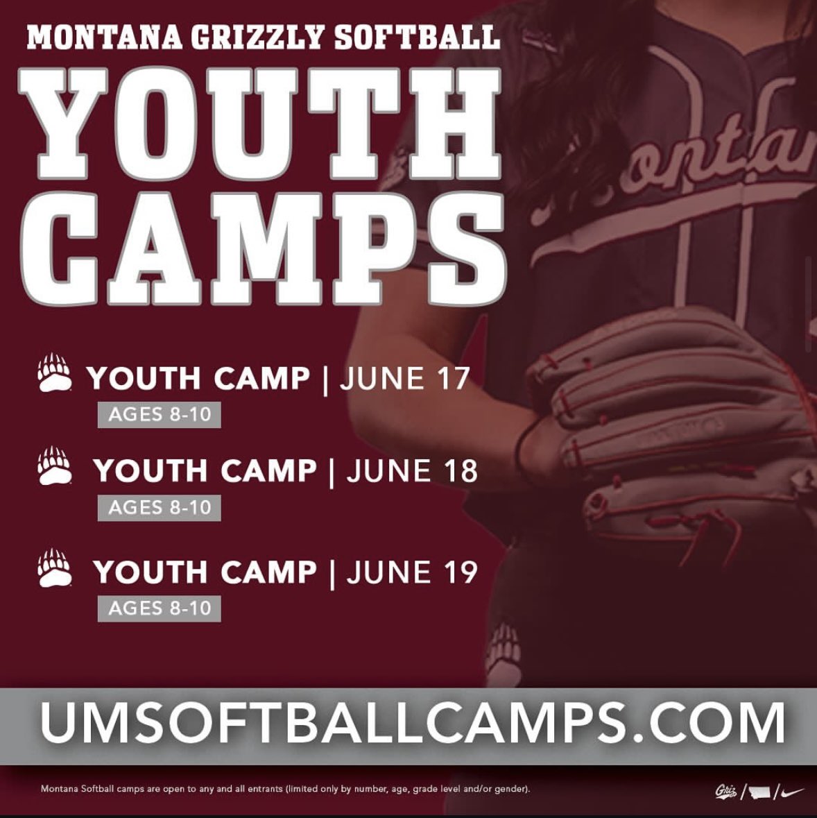 Montana Griz SB (@montanagrizsb) on Twitter photo Now that school is officially out…. Make sure you sign up for our summer camps! We would love to see you all there. 
Link in our bio to sign up today! 
umsoftballcamps.com 
Go Griz! Now that school is officially out…. Make sure you sign up for our summer camps! We would love to see you all there. 
Link in our bio to sign up today! 
umsoftballcamps.com 
Go Griz!
