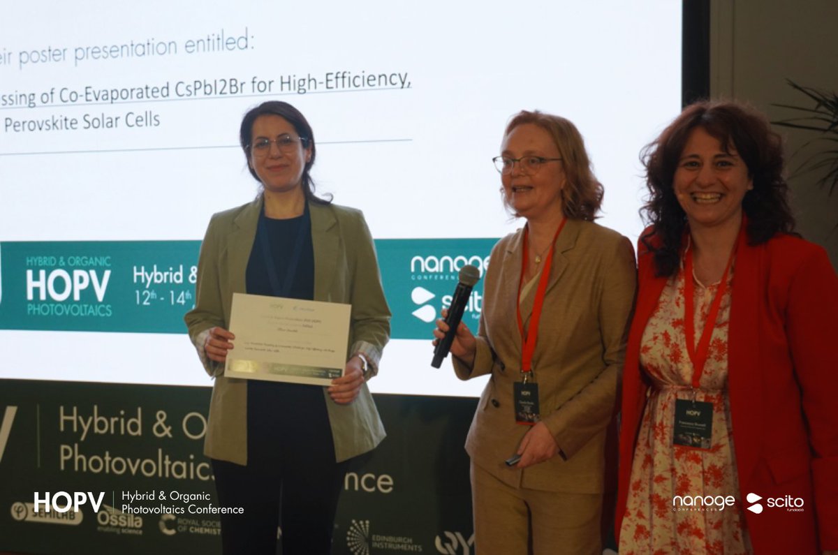 nanoGeConferences (@nanoge_conf) on Twitter photo <a href="/FZU_AVCR/">Fyzikální ústav AV ČR</a> <a href="/RoySocChem/">Royal Society of Chemistry</a> 🏅Elham Ghavidel from University of Rome “Tor Vergata” wins a Poster Prize from Enlitech at #HOPV25 <a href="/nanoGe_Conf/">nanoGeConferences</a> for "Low-Temperature Processing of Co-Evaporated CsPbI2Br for High-Efficiency, Wide-Bandgap Inverted Perovskite Solar Cells"
🔗nanoge.org/HOPV25/home <a href="/FZU_AVCR/">Fyzikální ústav AV ČR</a> <a href="/RoySocChem/">Royal Society of Chemistry</a> 🏅Elham Ghavidel from University of Rome “Tor Vergata” wins a Poster Prize from Enlitech at #HOPV25 <a href="/nanoGe_Conf/">nanoGeConferences</a> for "Low-Temperature Processing of Co-Evaporated CsPbI2Br for High-Efficiency, Wide-Bandgap Inverted Perovskite Solar Cells"
🔗nanoge.org/HOPV25/home