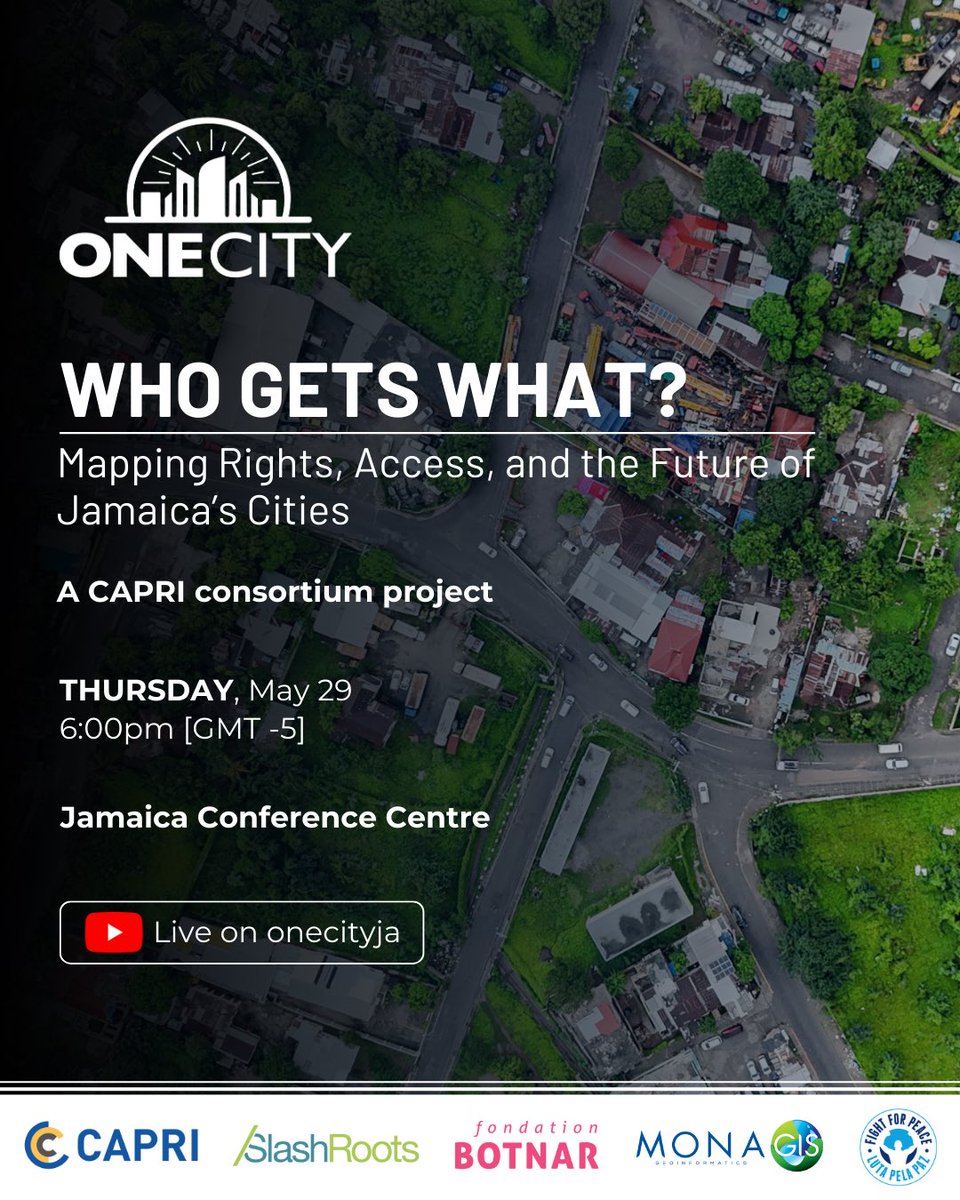 Jamaica has the 2nd highest rate of urban residents living in informal communities in LAC.

What if we could map this inequality? Better yet, what if we could fix it?

Join <a href="/OneCityJA/">One City</a> for the launch of its inaugural study, #WhoGetsWhat, on Thurs, May 29 🔗bit.ly/459sAqM