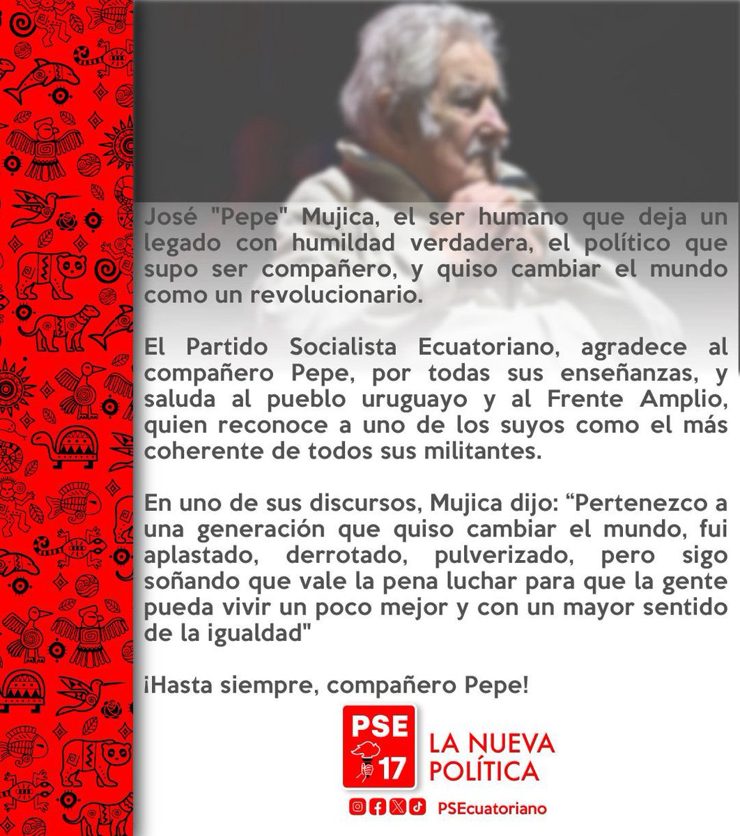 ¡Hasta siempre, compañero Pepe!

#PSENacional
#LaNuevaPolítica