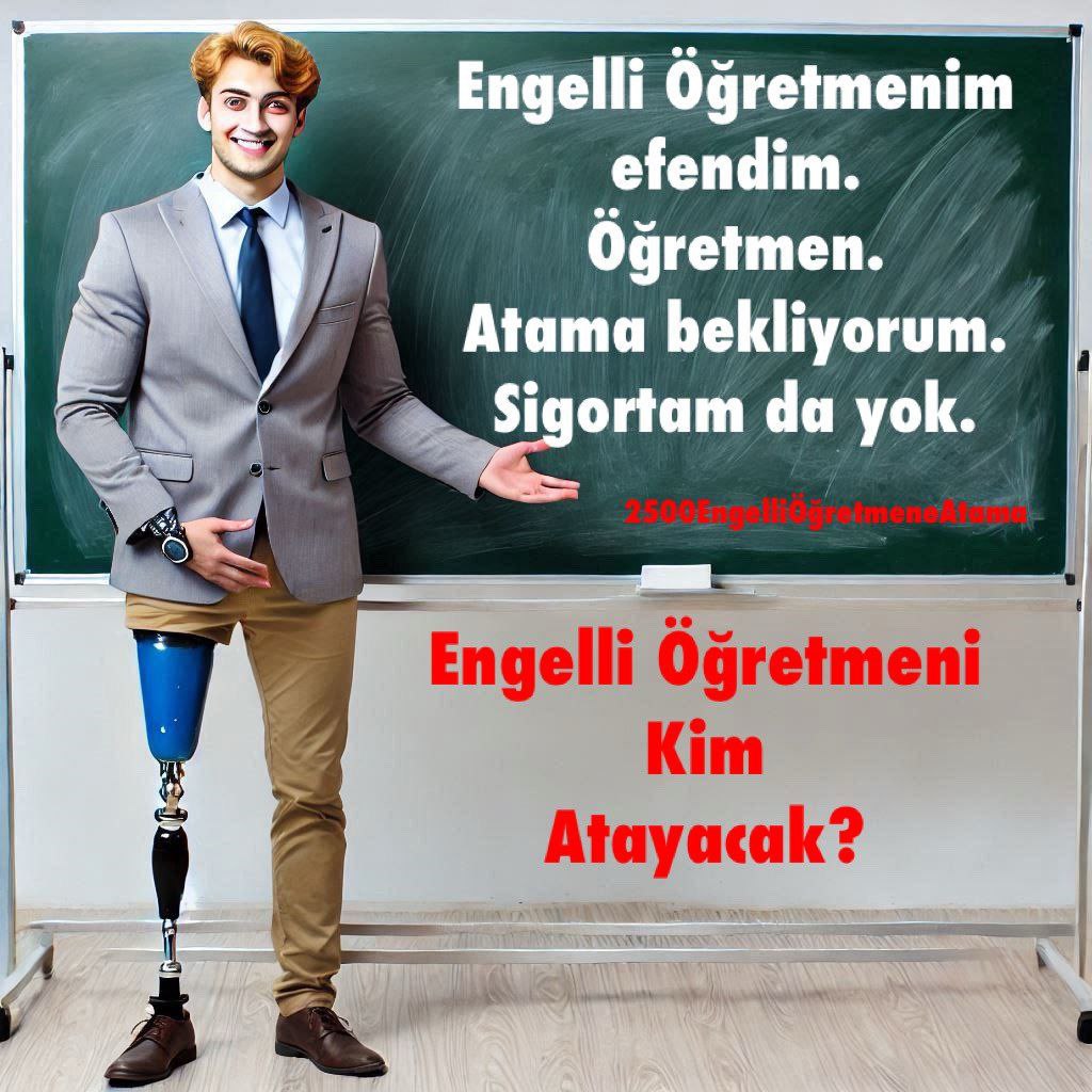 BESYO voleybol (@besyomarti) on Twitter photo <a href="/RTErdogan/">Recep Tayyip Erdoğan</a> Engelliler Haftası’nda umut değil, somut adım istiyoruz. Atama istiyoruz.
<a href="/RTErdogan/">Recep Tayyip Erdoğan</a> <a href="/EmineErdogan/">Emine Erdoğan</a> <a href="/dbdevletbahceli/">Devlet Bahçeli</a> @yusuf__tekin
Engelliler Haftası
#EngelliÖğretmenMağdur <a href="/RTErdogan/">Recep Tayyip Erdoğan</a> Engelliler Haftası’nda umut değil, somut adım istiyoruz. Atama istiyoruz.
<a href="/RTErdogan/">Recep Tayyip Erdoğan</a> <a href="/EmineErdogan/">Emine Erdoğan</a> <a href="/dbdevletbahceli/">Devlet Bahçeli</a> @yusuf__tekin
Engelliler Haftası
#EngelliÖğretmenMağdur