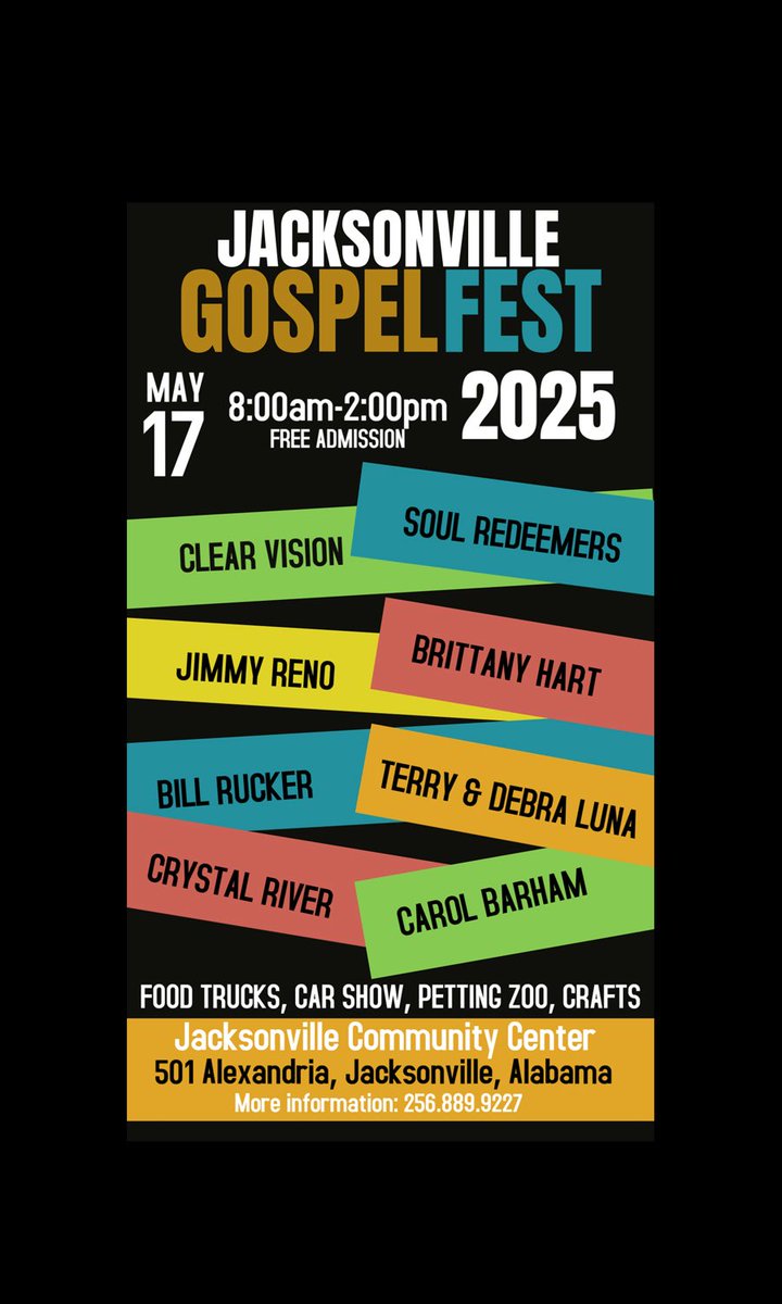 TerryDebraLuna's tweet photo. Saturday, May 17. Gospel Music, Car Show, Petting Zoo, Food Trucks, fun for the whole family!! See ya’ there! https://t.co/1tGGs329Sl