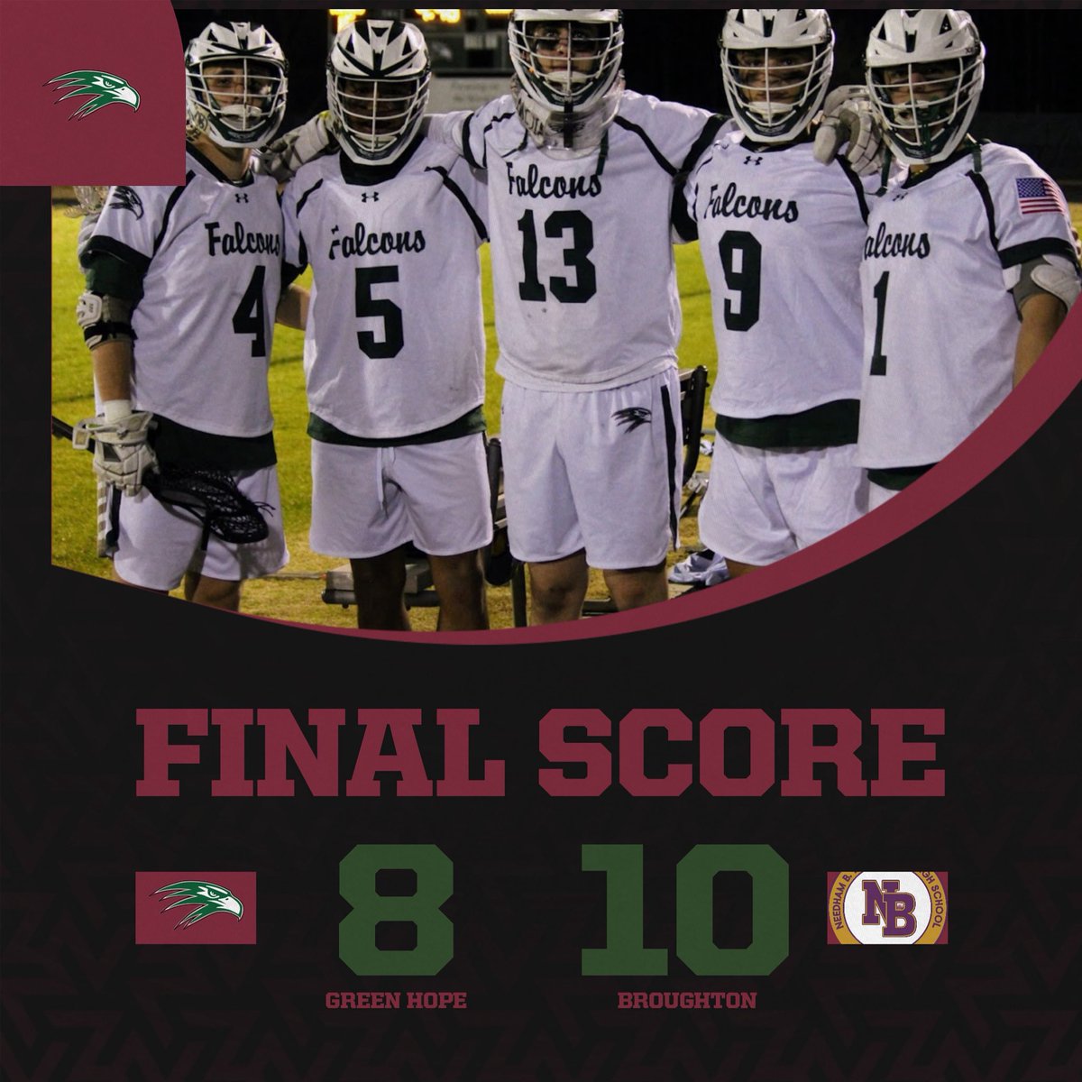 FINAL: Broughton 10 – Falcons 8

A tough end to the season, but an incredible effort from this group in the first round of the NCHSAA Playoffs. This team showed heart, resilience, and brotherhood all year long.

Thank you to our seniors for everything you’ve given to the program.