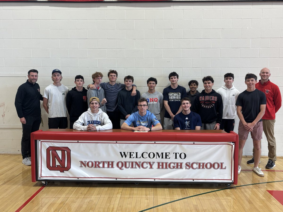 N. Quincy Baseball (@nqbaseball) on Twitter photo Proud to celebrate 3 of our guys heading to the next level!
Max Gaudiano – UMass Dartmouth
Aidan McCarthy – Gordon College
Nick DePalma – Colby-Sawyer
Your hard work, leadership, and love for the game got you here. Can’t wait to see what’s next!
<a href="/NQRaiders/">North Quincy Athletics</a> <a href="/Coach_Edge30/">Coach Matt Edgerly</a> Proud to celebrate 3 of our guys heading to the next level!
Max Gaudiano – UMass Dartmouth
Aidan McCarthy – Gordon College
Nick DePalma – Colby-Sawyer
Your hard work, leadership, and love for the game got you here. Can’t wait to see what’s next!
<a href="/NQRaiders/">North Quincy Athletics</a> <a href="/Coach_Edge30/">Coach Matt Edgerly</a>