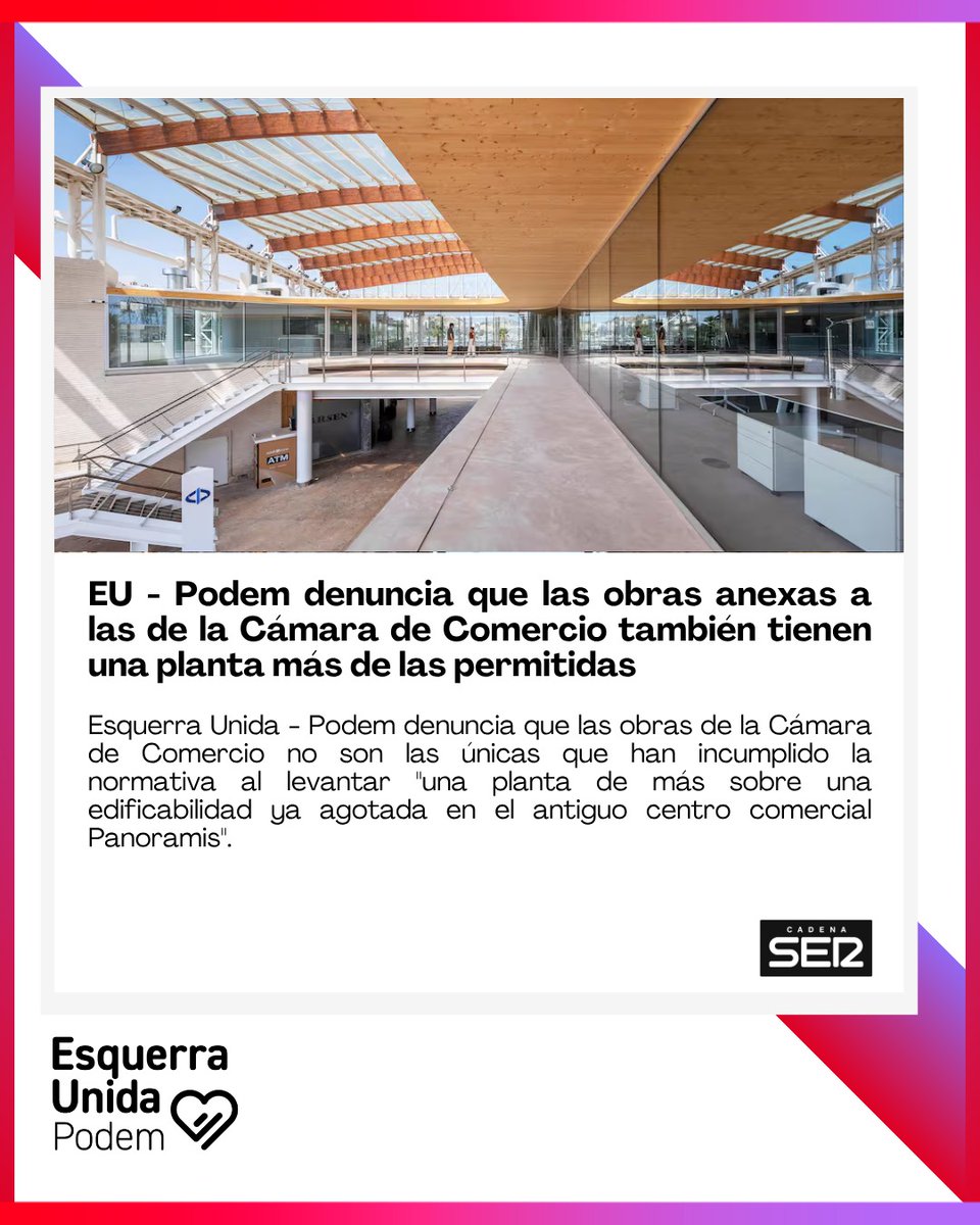 Otra obra con una planta ilegal. En el edificio colindante al de la cámara de Comercio. ¿Otra vez mirando hacia otro lado el Ayuntamiento? Lo hemos destapado. En Alicante el urbanismo no puede seguir siendo un coladero para la especulación.
cadenaser.com/comunitat-vale…